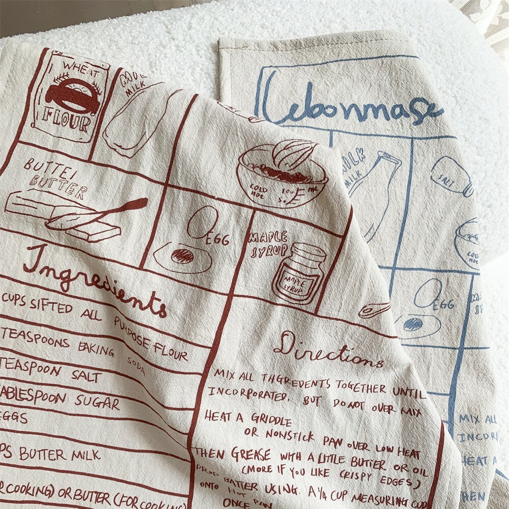 《3392》藍紅字母英文食譜餐巾桌布