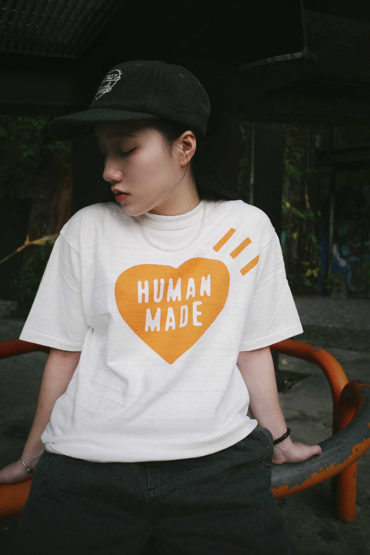 <潮流男女孩們撿便宜囉🔥>HUMAN MADE 經典愛心短TEE 日本店鋪限定 橘