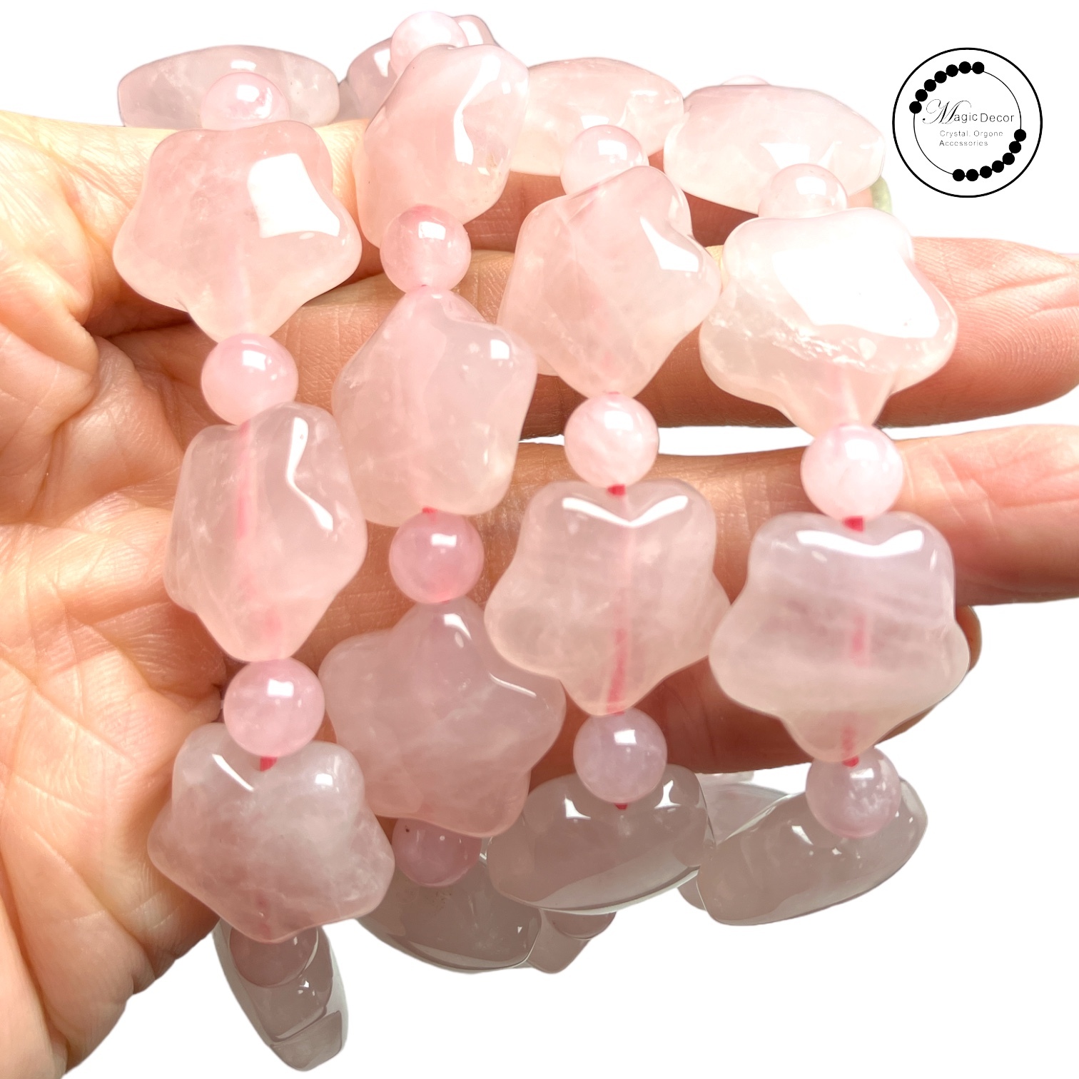 260411 - C21 西柚粉晶立體星星切割手串