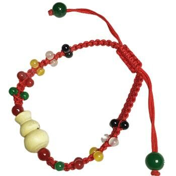 抹草(葫蘆)幼童紅色中國結手鍊【十方】148050