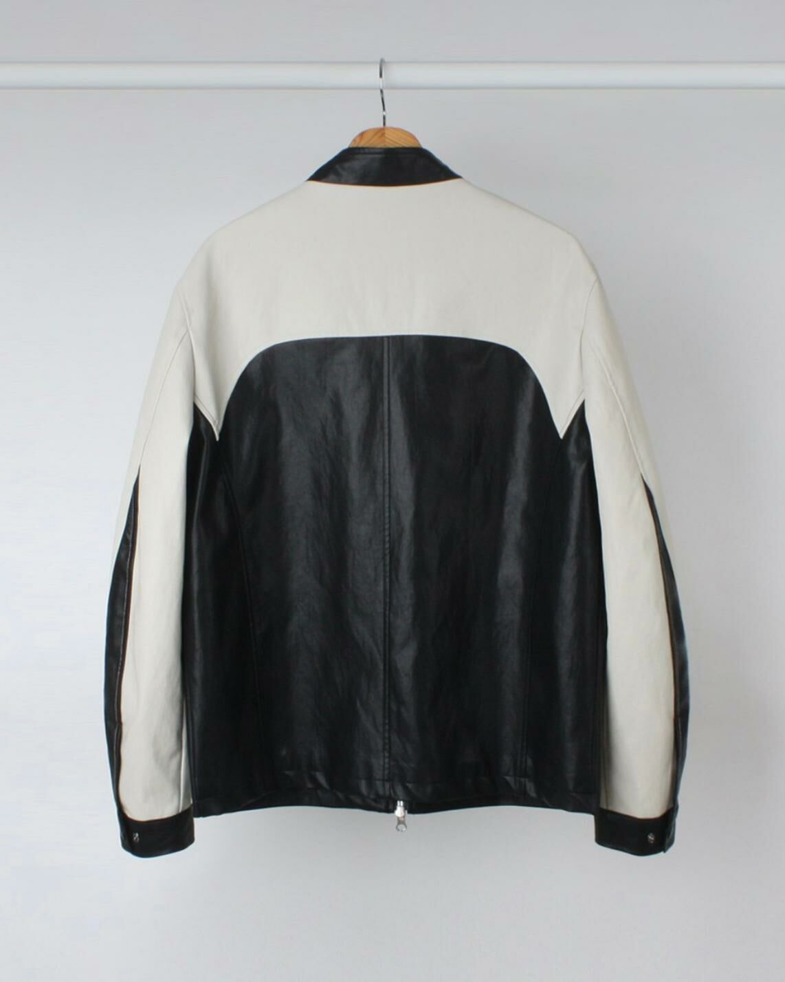 拼色企領拉鍊合成皮褸 MARSPEOPLE-002JK