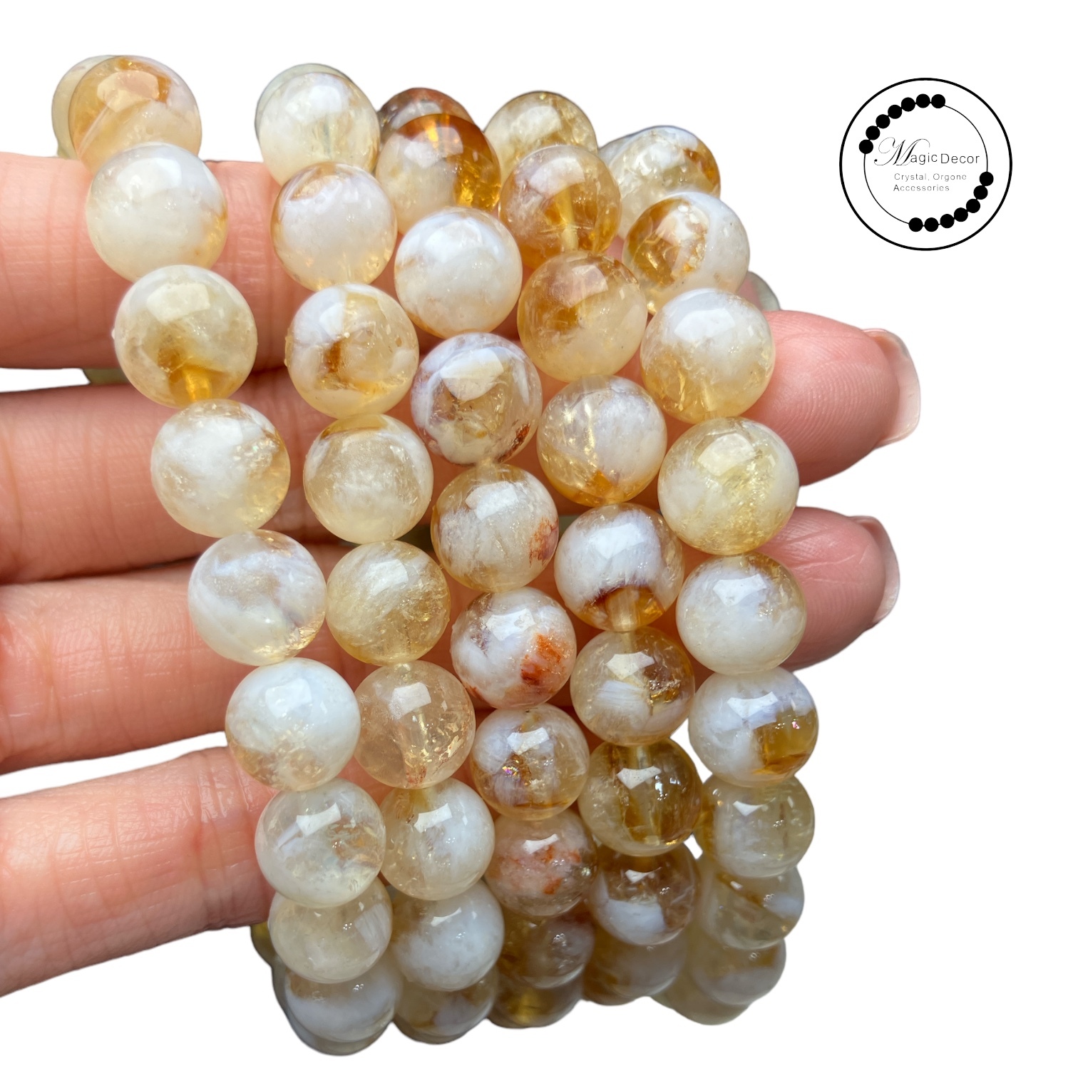 251108-C63 8mm+ 奶黃天使羽毛藍針手串