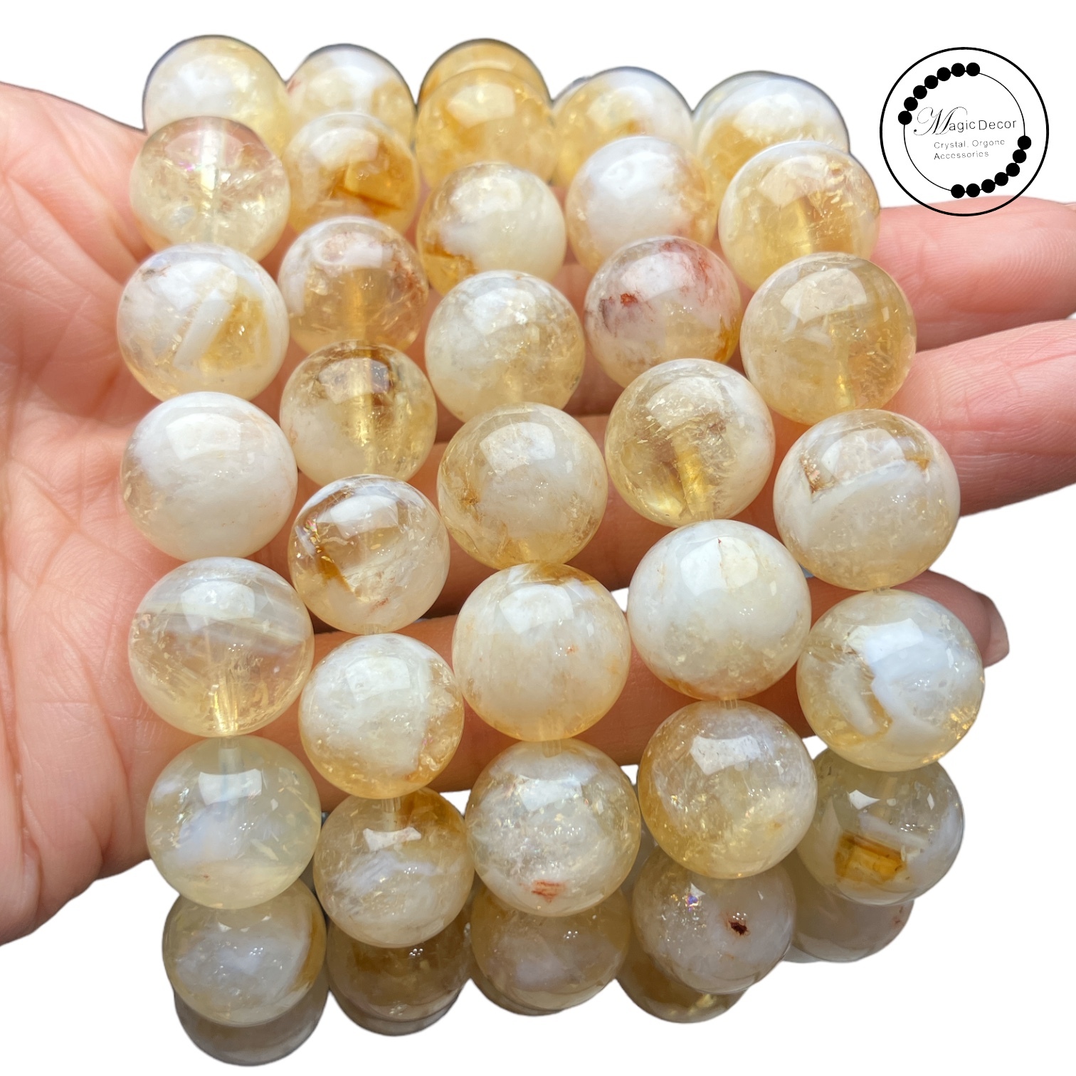 260117 - C78 11mm+奶黃天使羽毛藍針手串