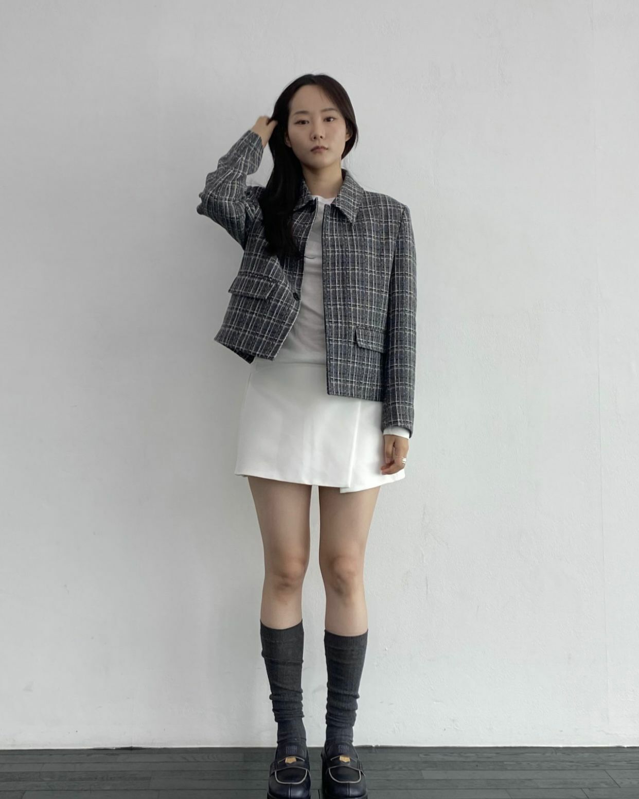 反領格仔開胸外套 MARSPEOPLE-006JK