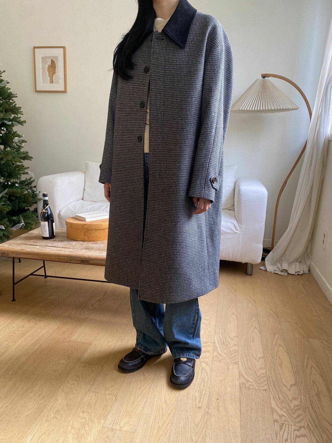 反領格仔長褸 MARSPEOPLE-009JK