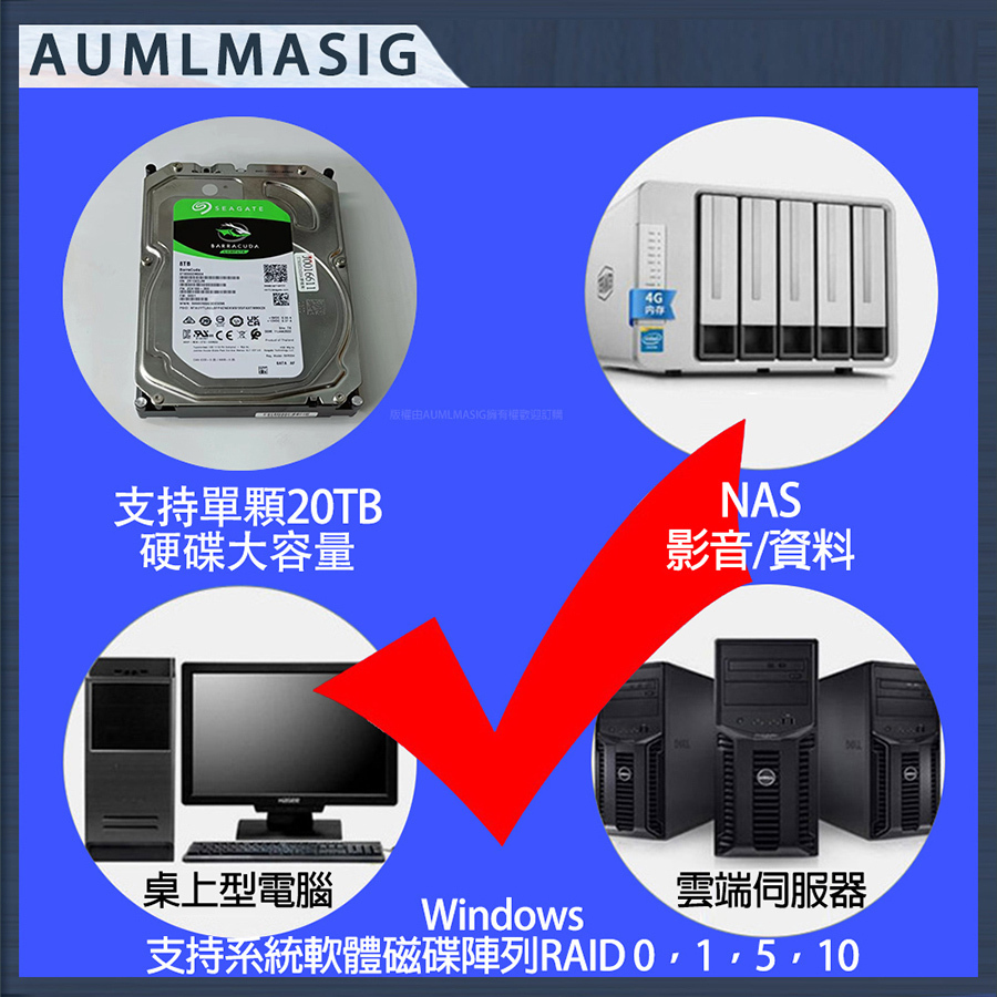 保固一年【AUMLMASIG全通碩】4核心處理器 16組- SATA3.0直列式擴充卡 SATA3.0 支援HDD/SSD windows軟體系統RAID/控制台廠晶片，支持WIN10免驅動方便又輕鬆，支持20TB以上硬碟，支援多種操作系統:windows11~7，linux，ubuntu，esxi，nas，群暉系統