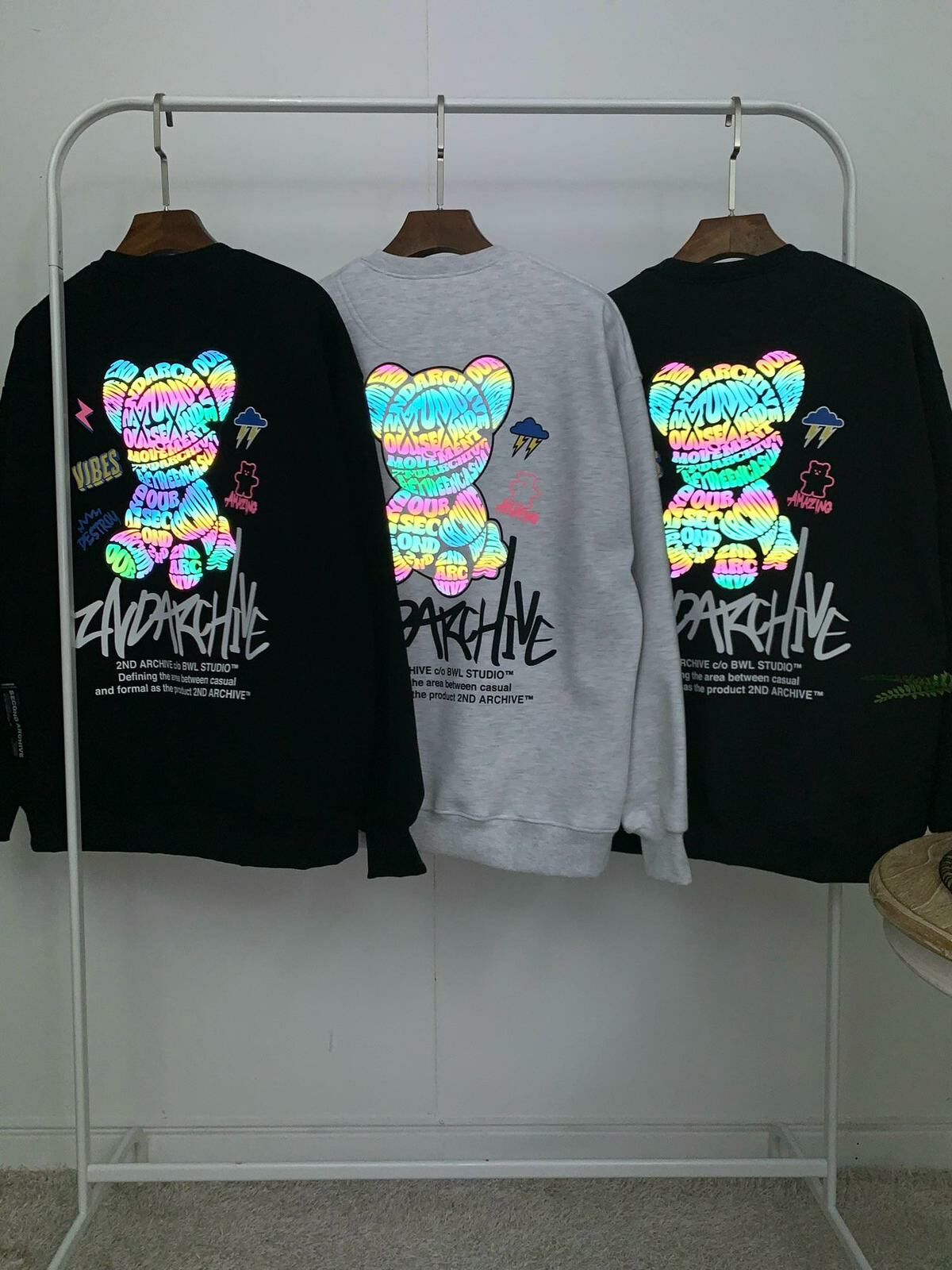 3M反光熊仔圖案衛衣(薄抓毛底) 2nd ARCHIVE-073T