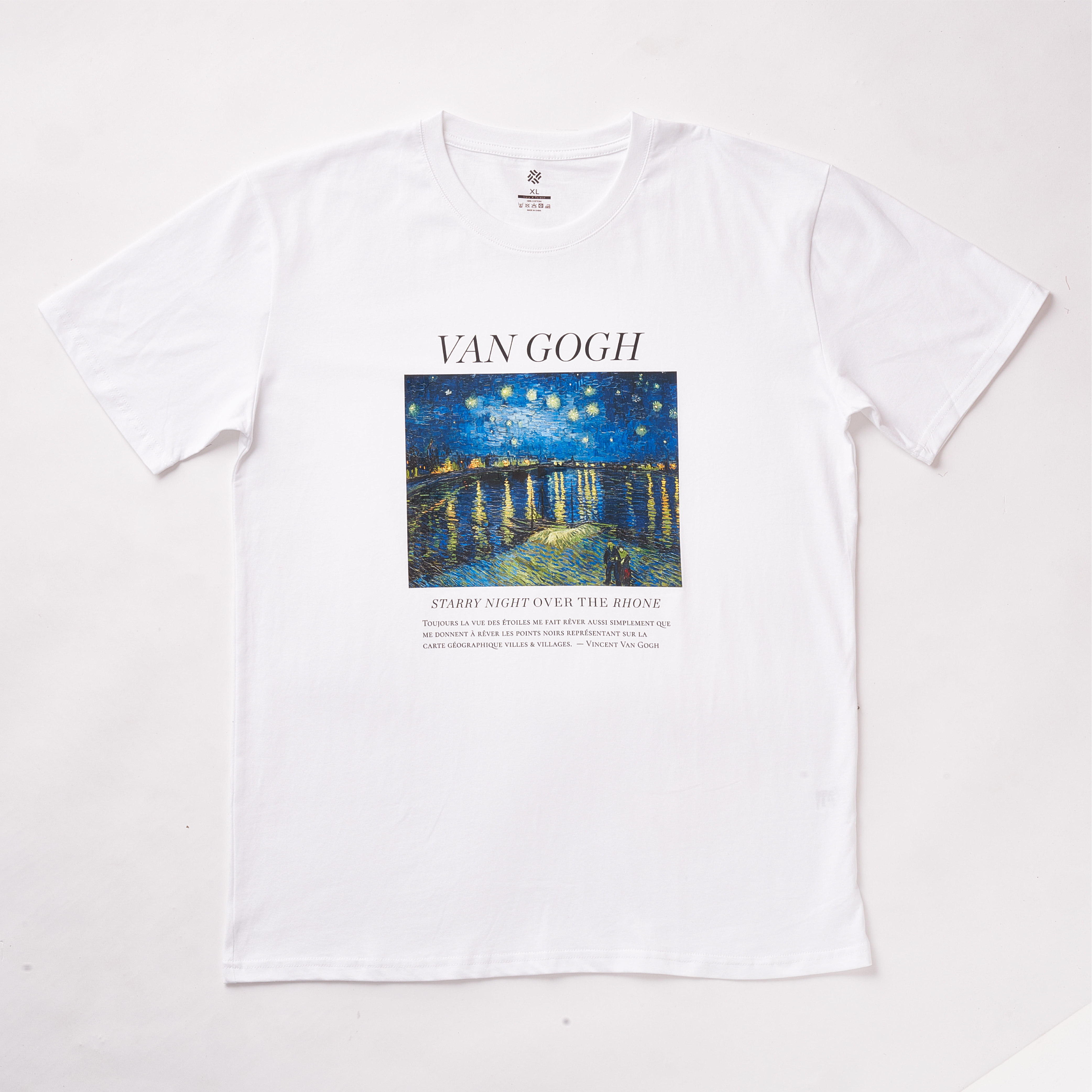 藝術T恤｜梵谷《隆河上的星夜》白