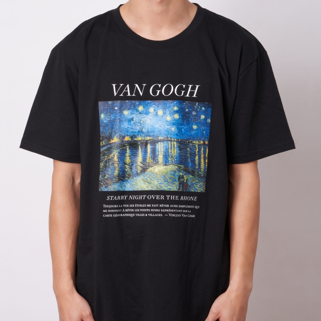 藝術T恤｜梵谷《隆河上的星夜》黑