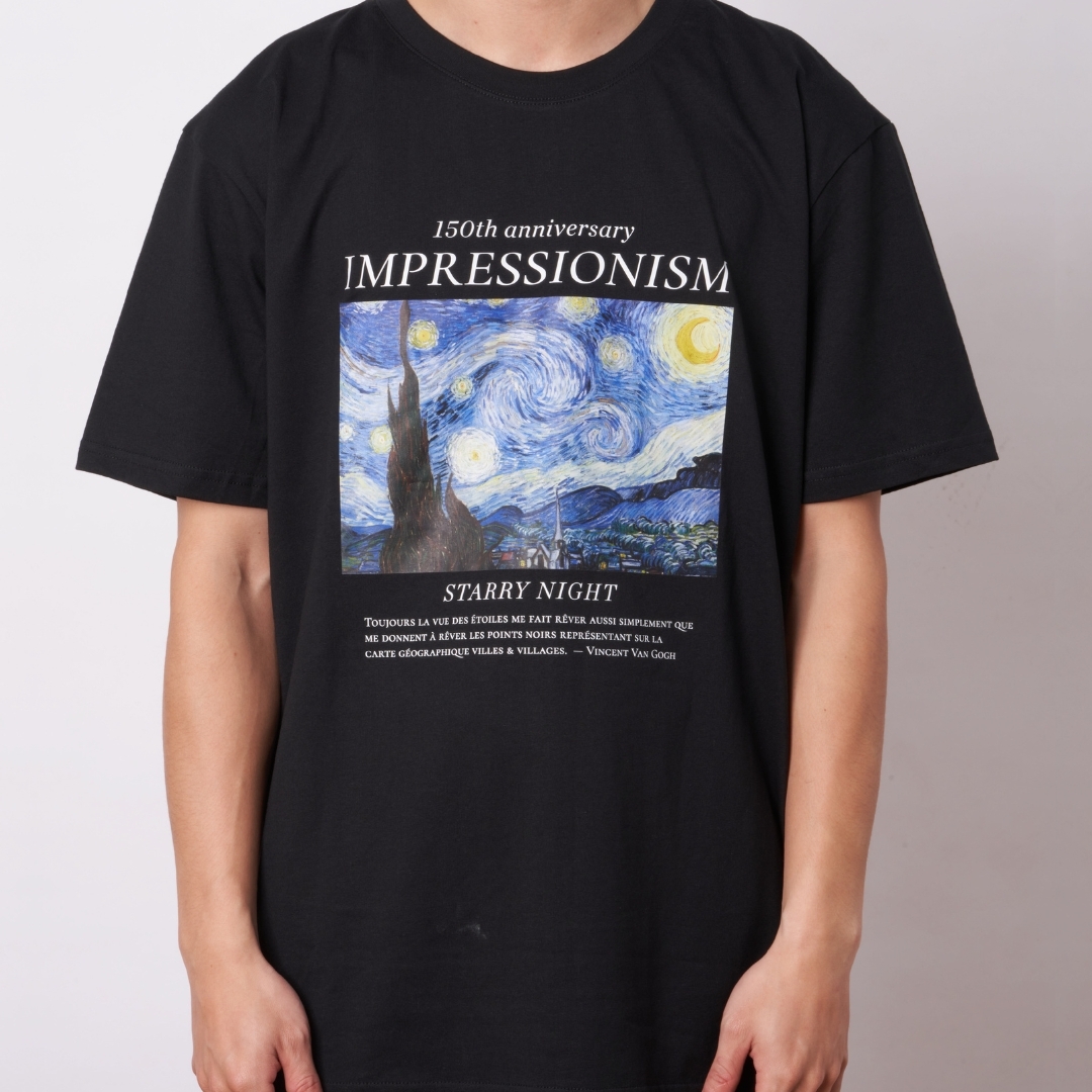 藝術T恤｜梵谷《星夜》(印象派150周年) 黑