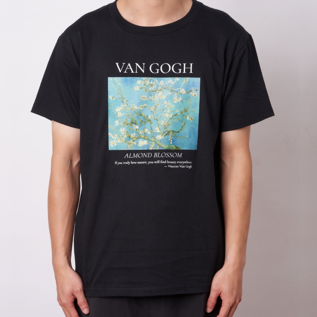 藝術T恤｜梵谷《盛開的杏花》黑