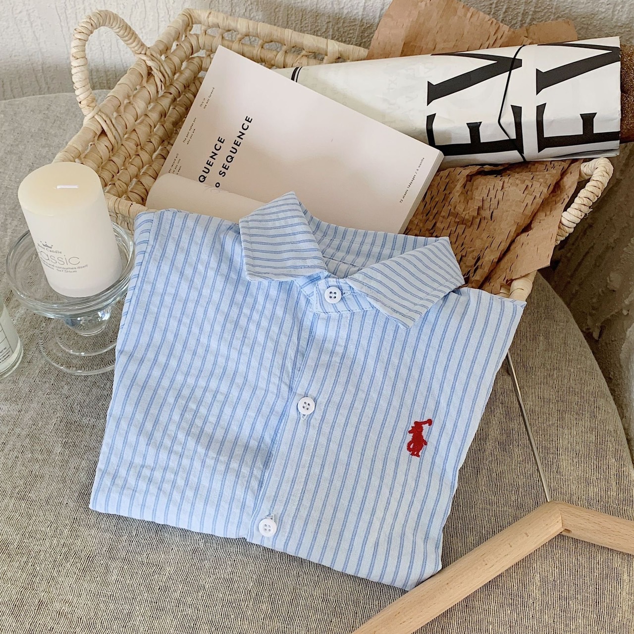 清新藍條紋襯衫