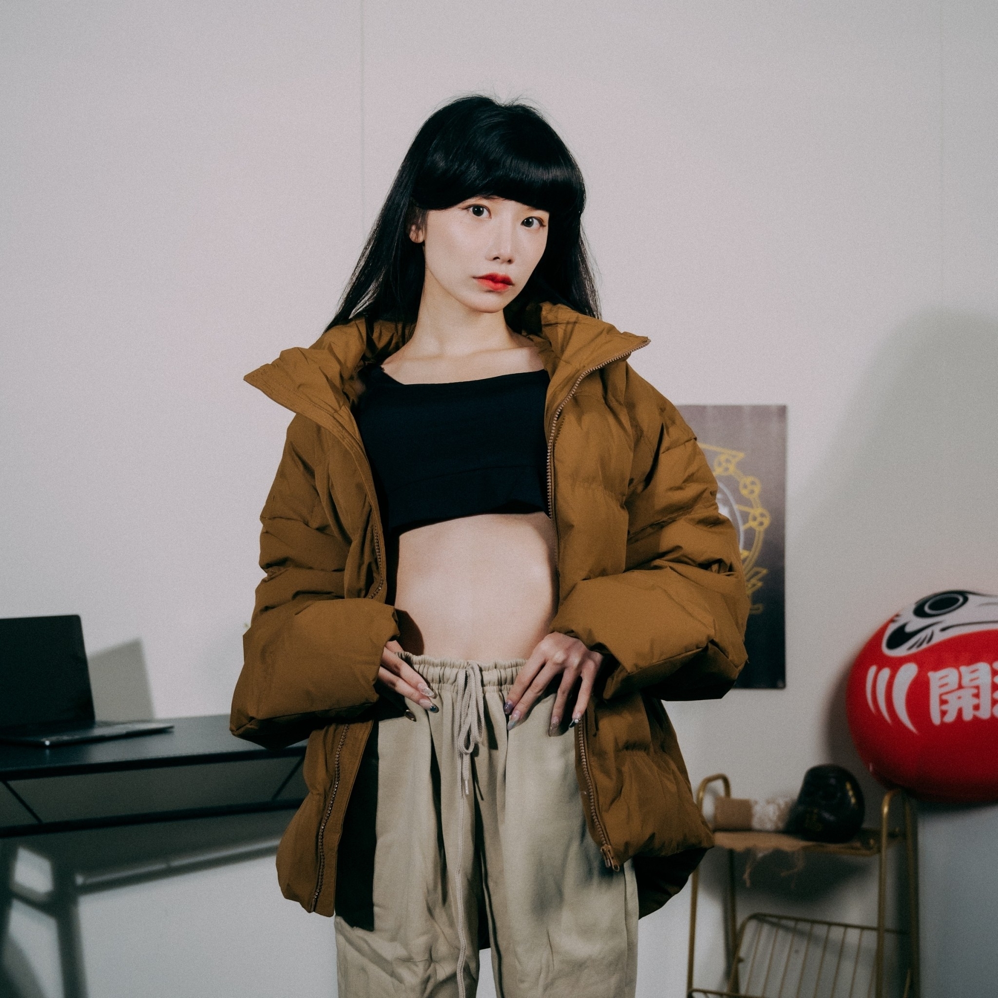 XCTRL 防風立領羽絨外套-咖啡