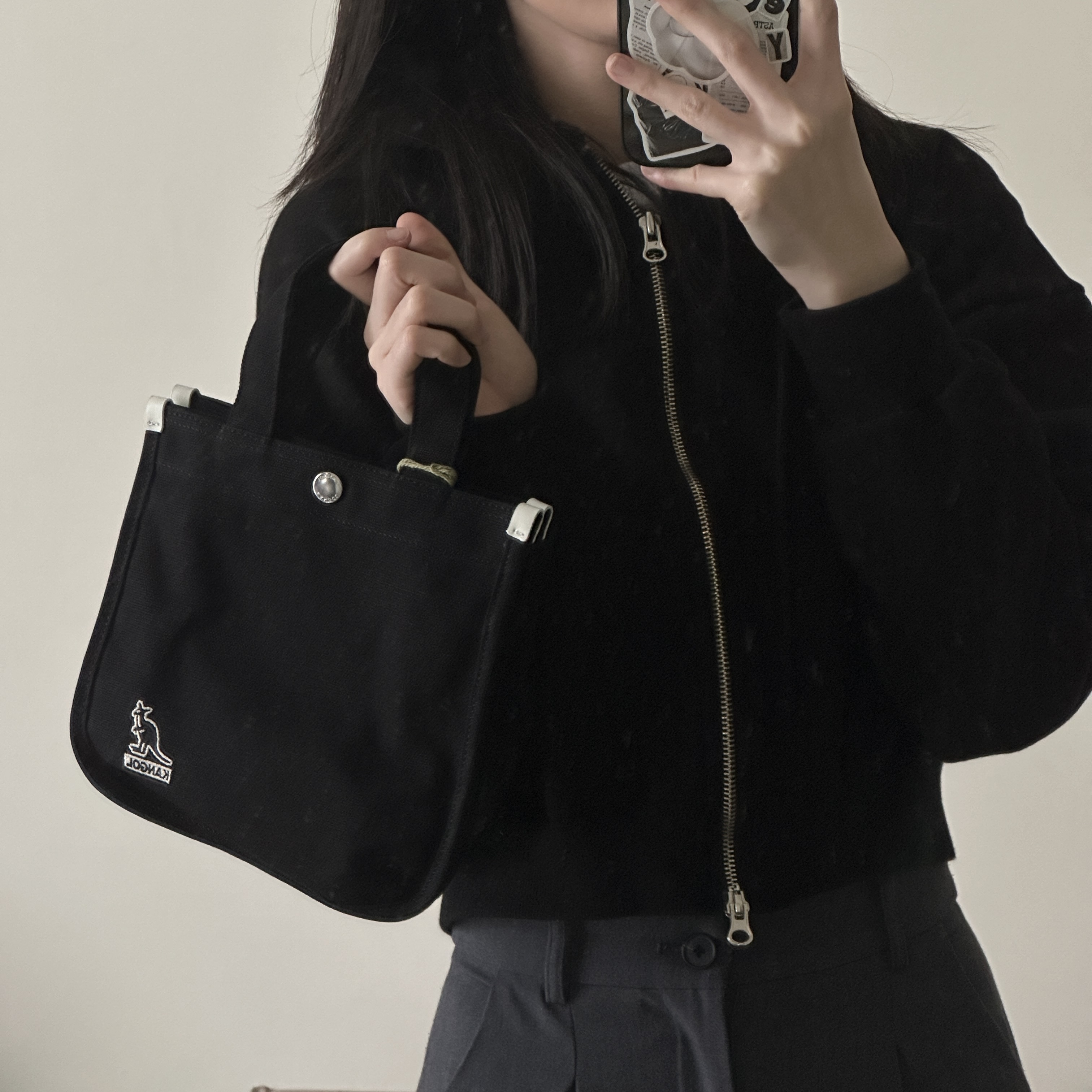 #現貨供應 KANGOL 帆布手提小方包