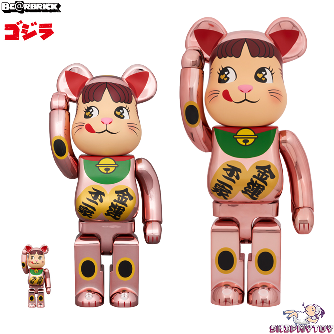BE@RBRICK 招き猫 ペコちゃん 金運 ダブル小判 桃金メッキ