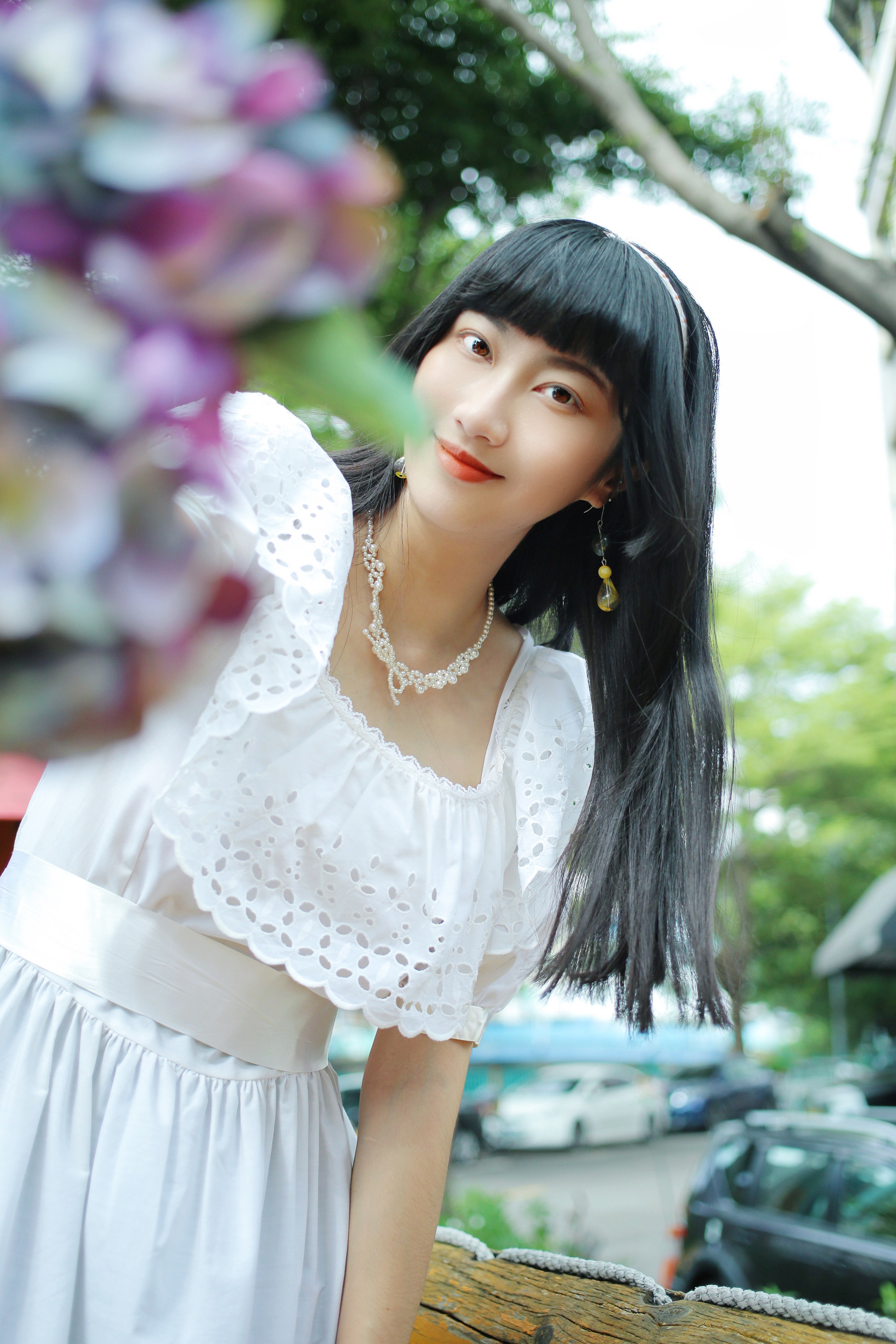 Vintage Dress / 古著細肩蕾絲荷葉領禮服