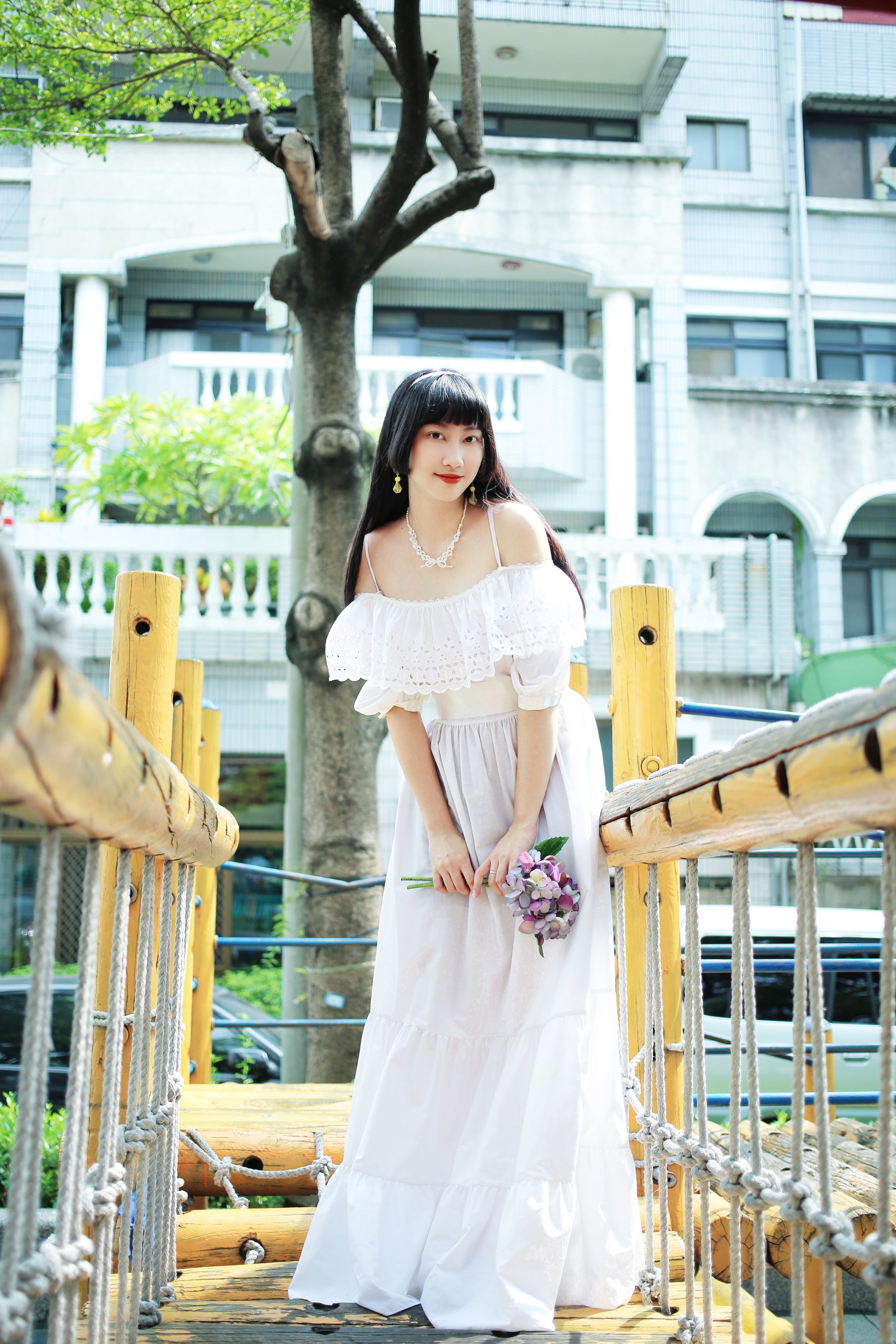 Vintage Dress / 古著細肩蕾絲荷葉領禮服