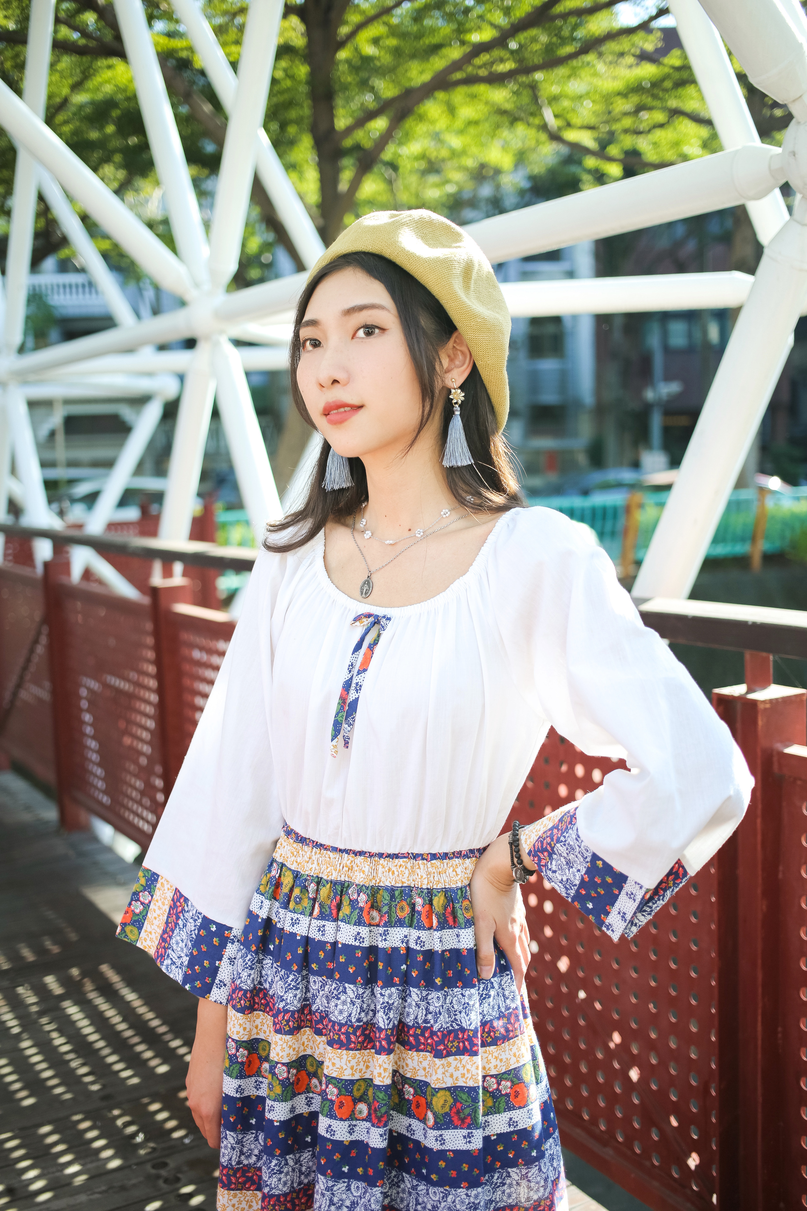 Vintage Dress / 古著藍色系拼布印花洋裝