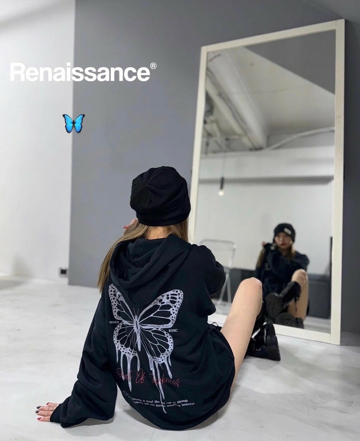 RENAISSANCE 爆款 遺跡 蝴蝶 黑灰LOGO帽T ‘’ Melting Butterfly Hoodie ‘‘