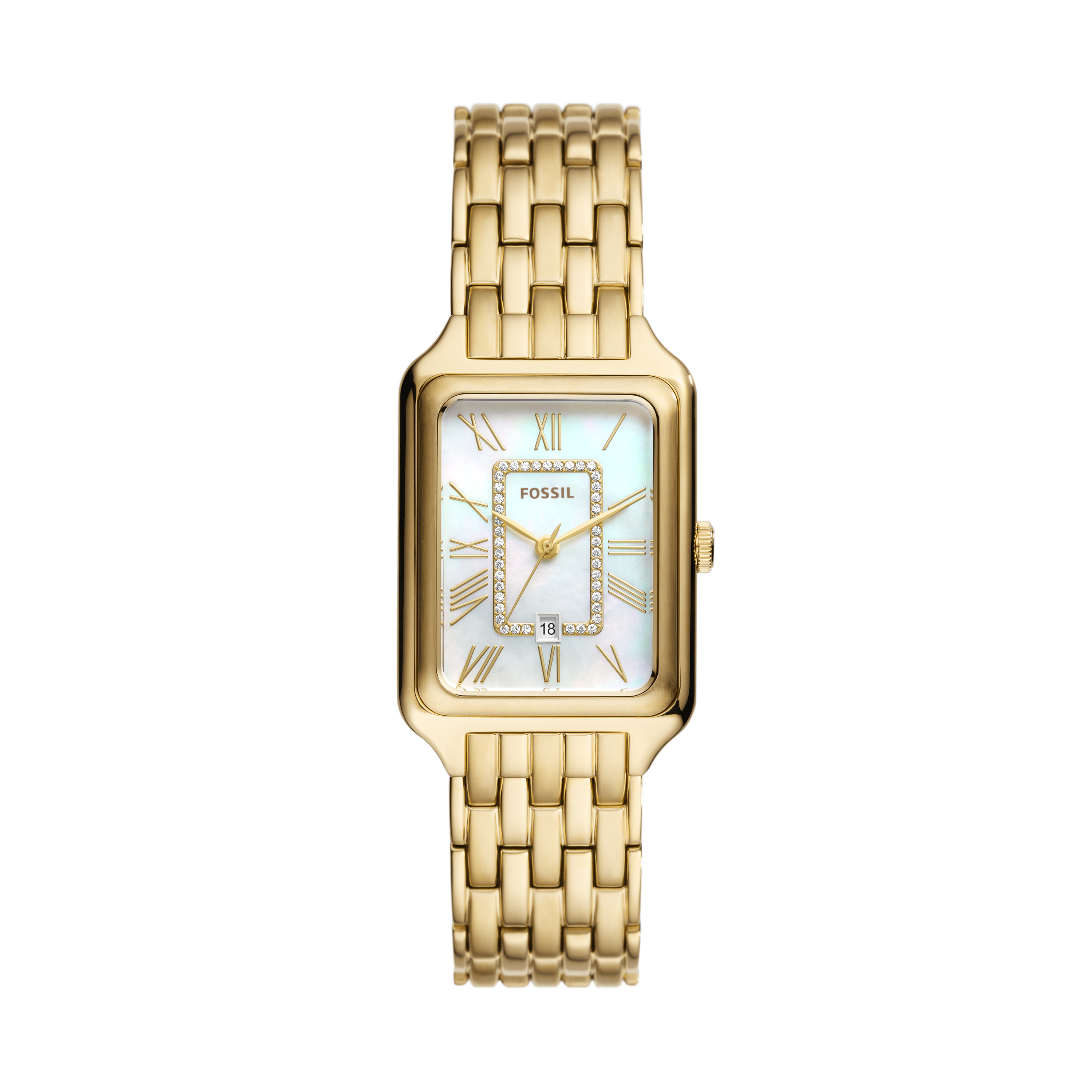 Raquel 白金雲彩羅馬數字女錶 金色不鏽鋼錶帶 26 MM ES5304