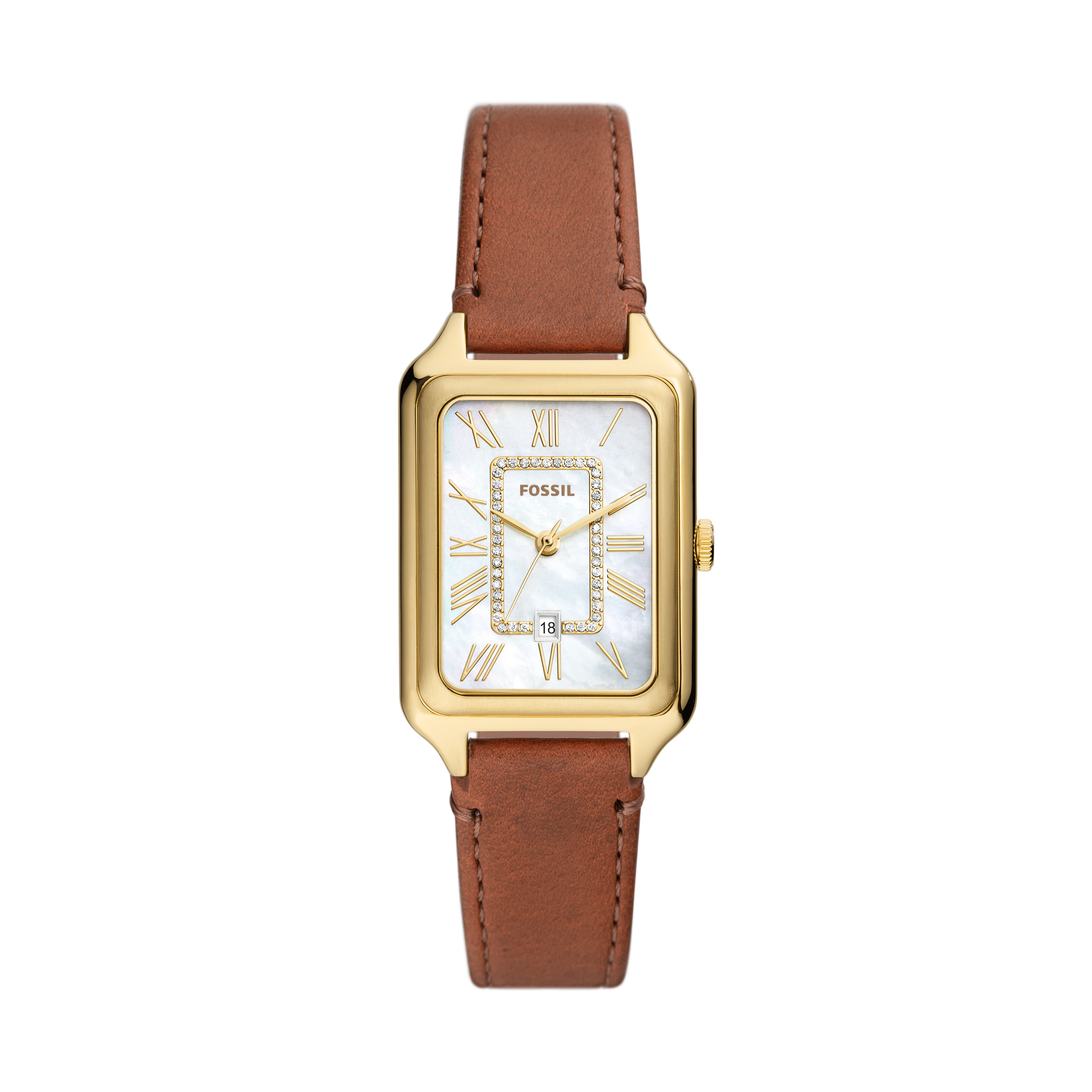 Raquel 復古女伶羅馬數字女錶 棕色LiteHide™ 皮革錶帶 26MM ES5307