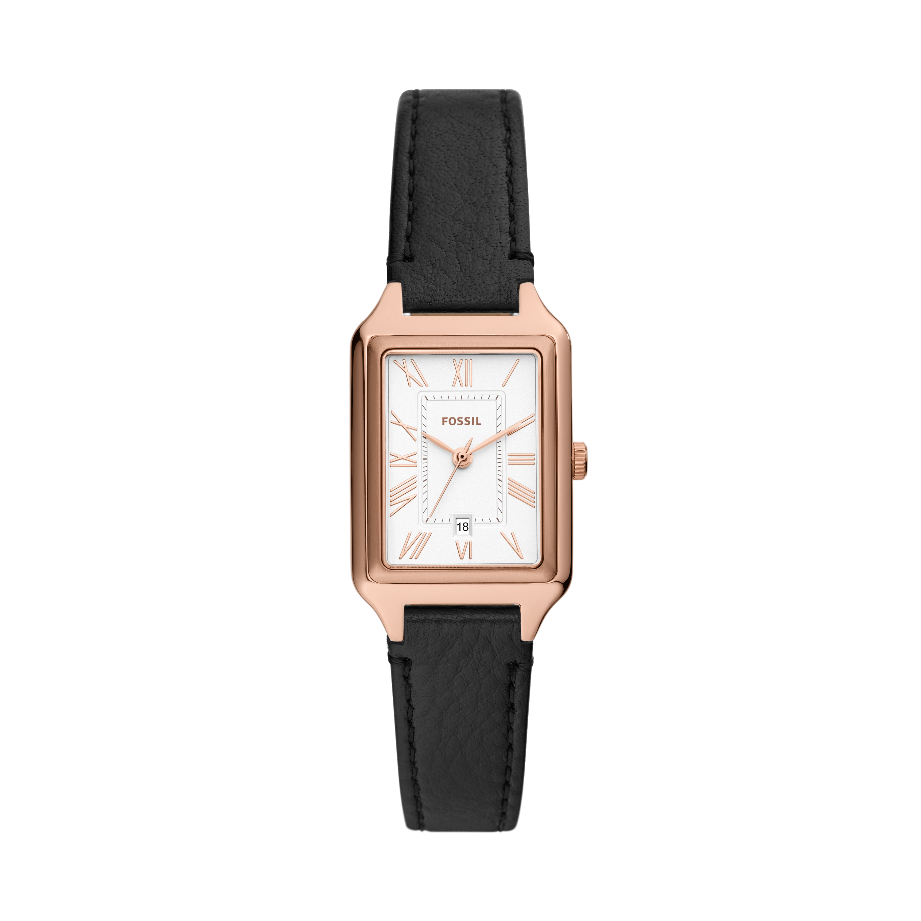 Raquel 文藝復興羅馬數字女錶 黑色皮革錶帶 23 MM ES5310