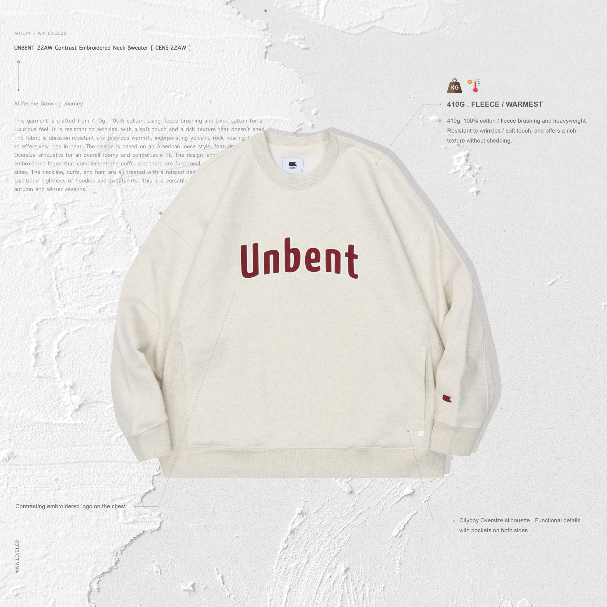 UNBENT - 22AW Contrast Embroidered Neck Sweater