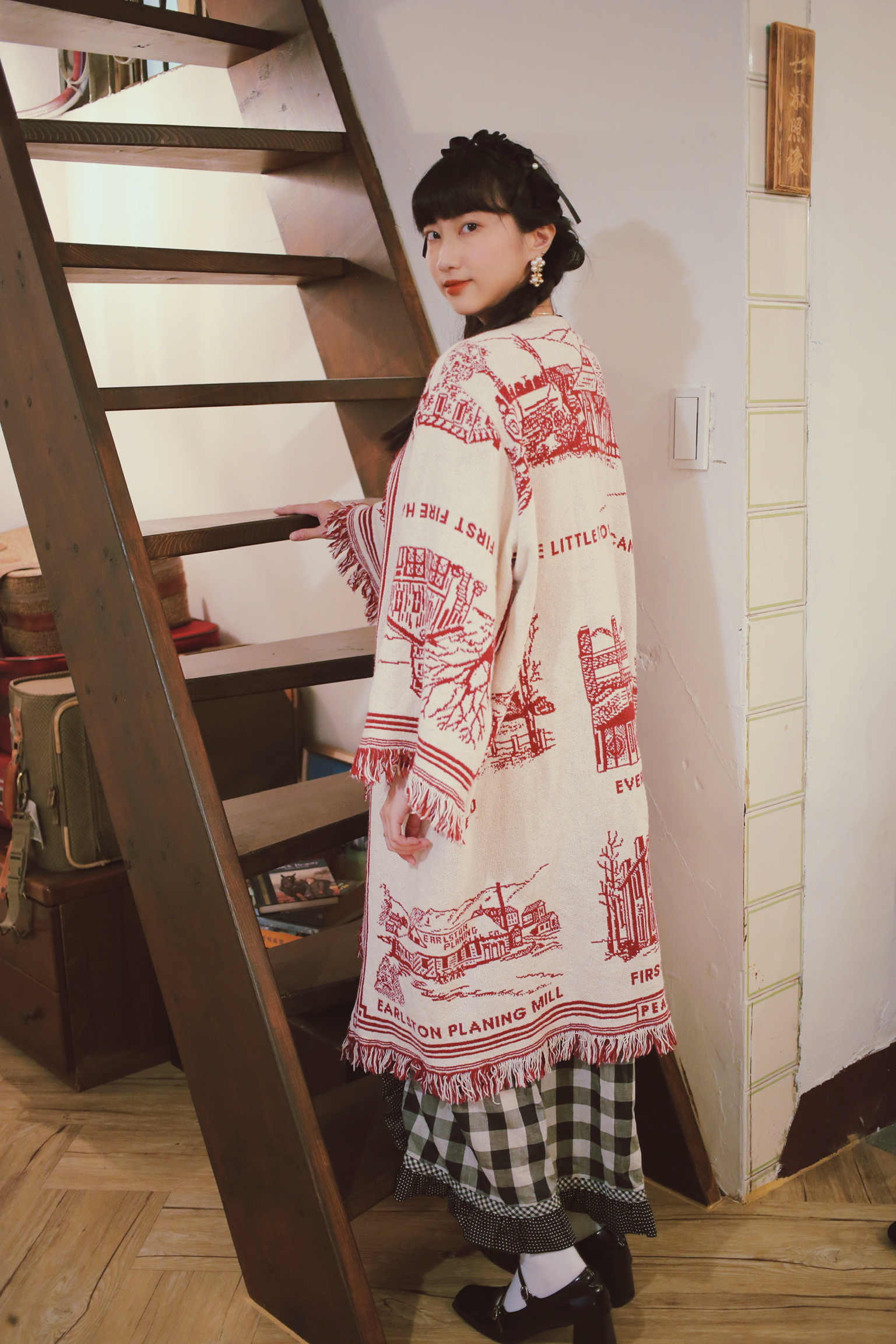 Vintage Jacket /古著賓州建築圖案花毯外套