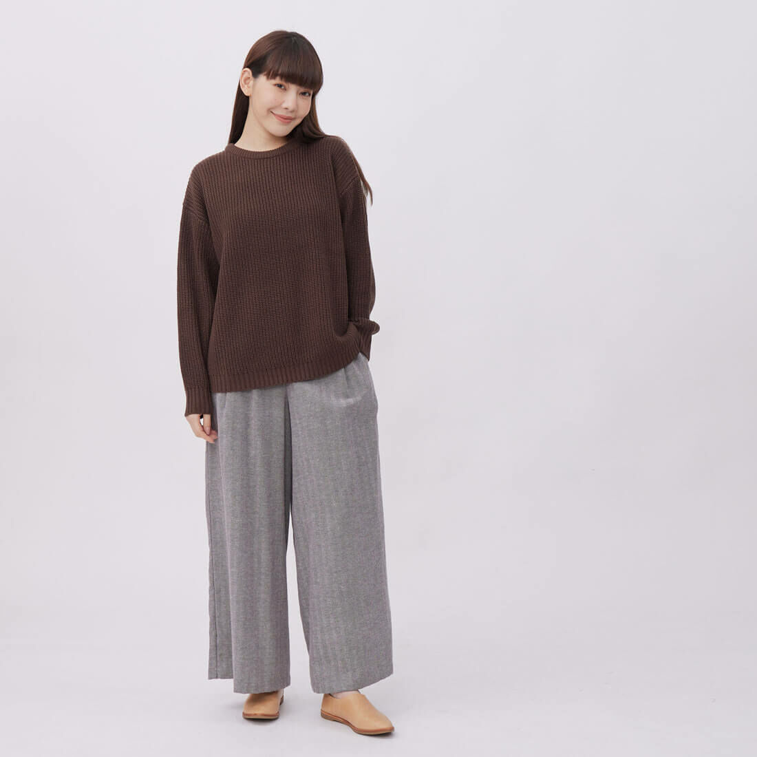 Rebecca圓領針織舒適毛衣/咖啡