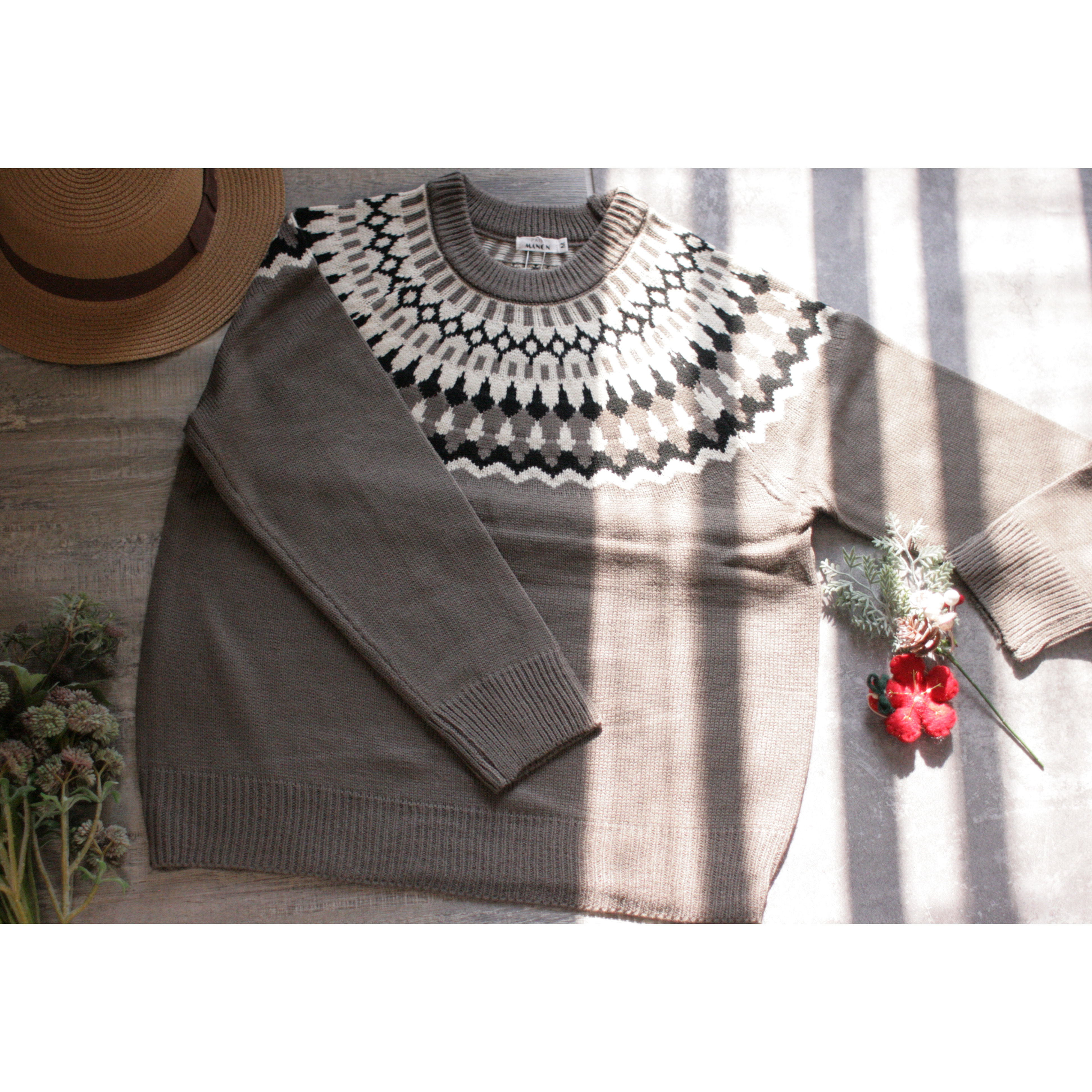 北歐風Fair Isle圖案針織套頭衫【日本直送】