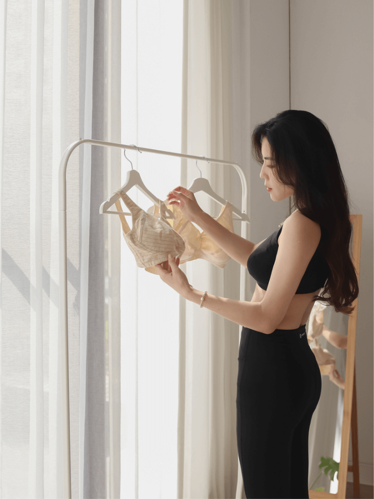 佳瑪大罩杯內衣，無鋼圈系列黑色，實穿畫面