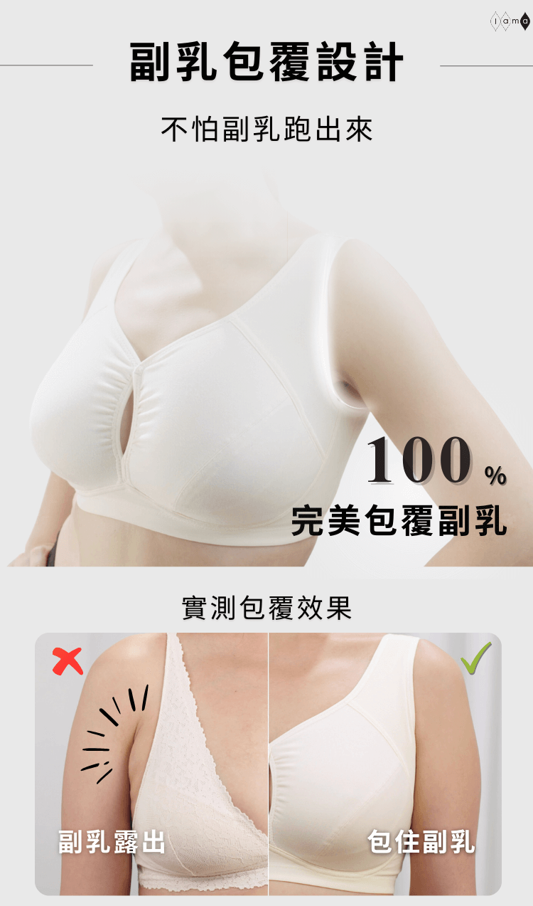 無鋼圈內衣，副乳包覆設計，不讓副乳跑出來