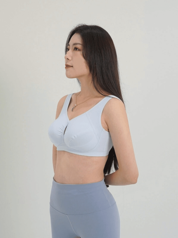 佳瑪大罩杯內衣，無鋼圈系列，天空藍色實穿畫面