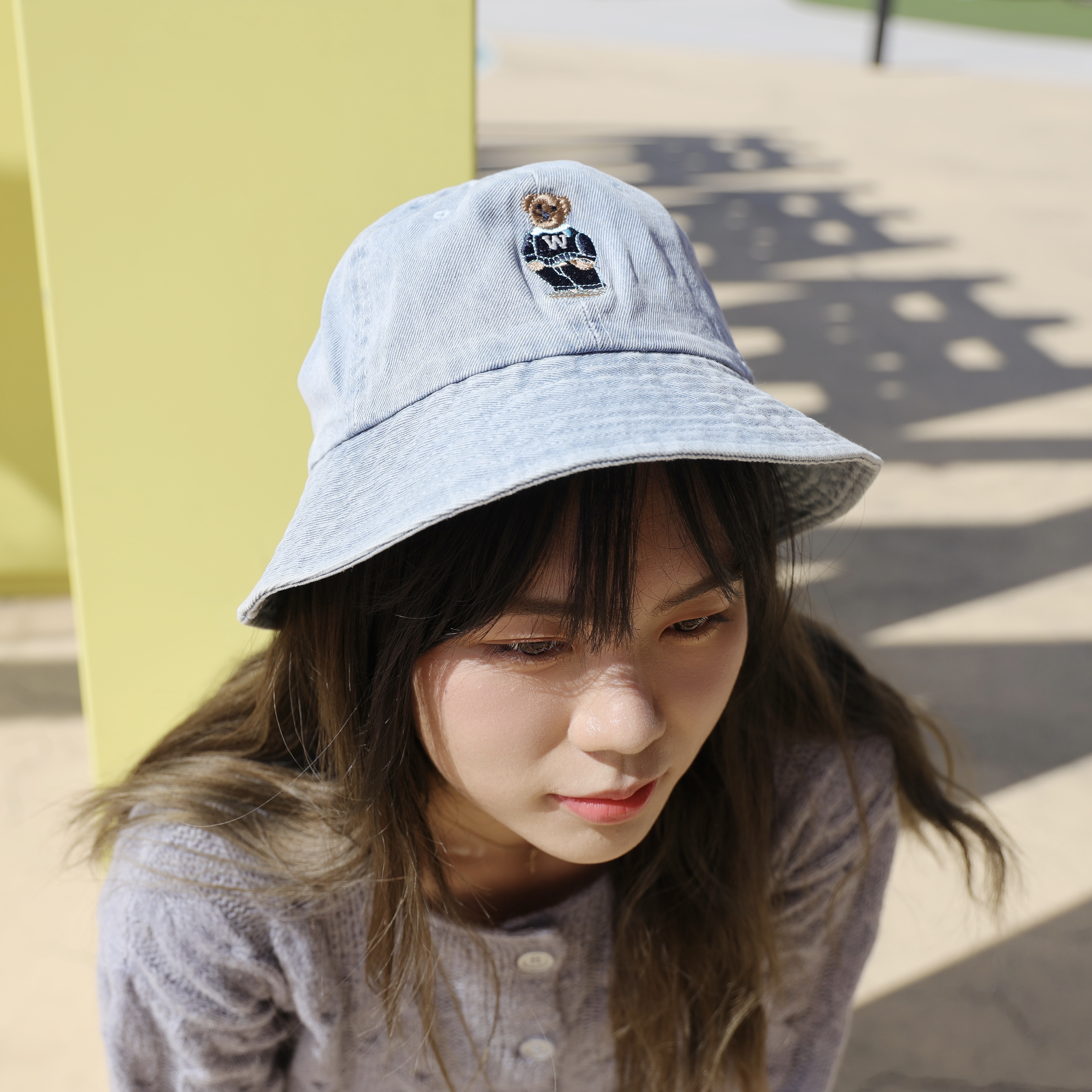 ||ACC20||可愛小熊牛仔拼布漁夫帽