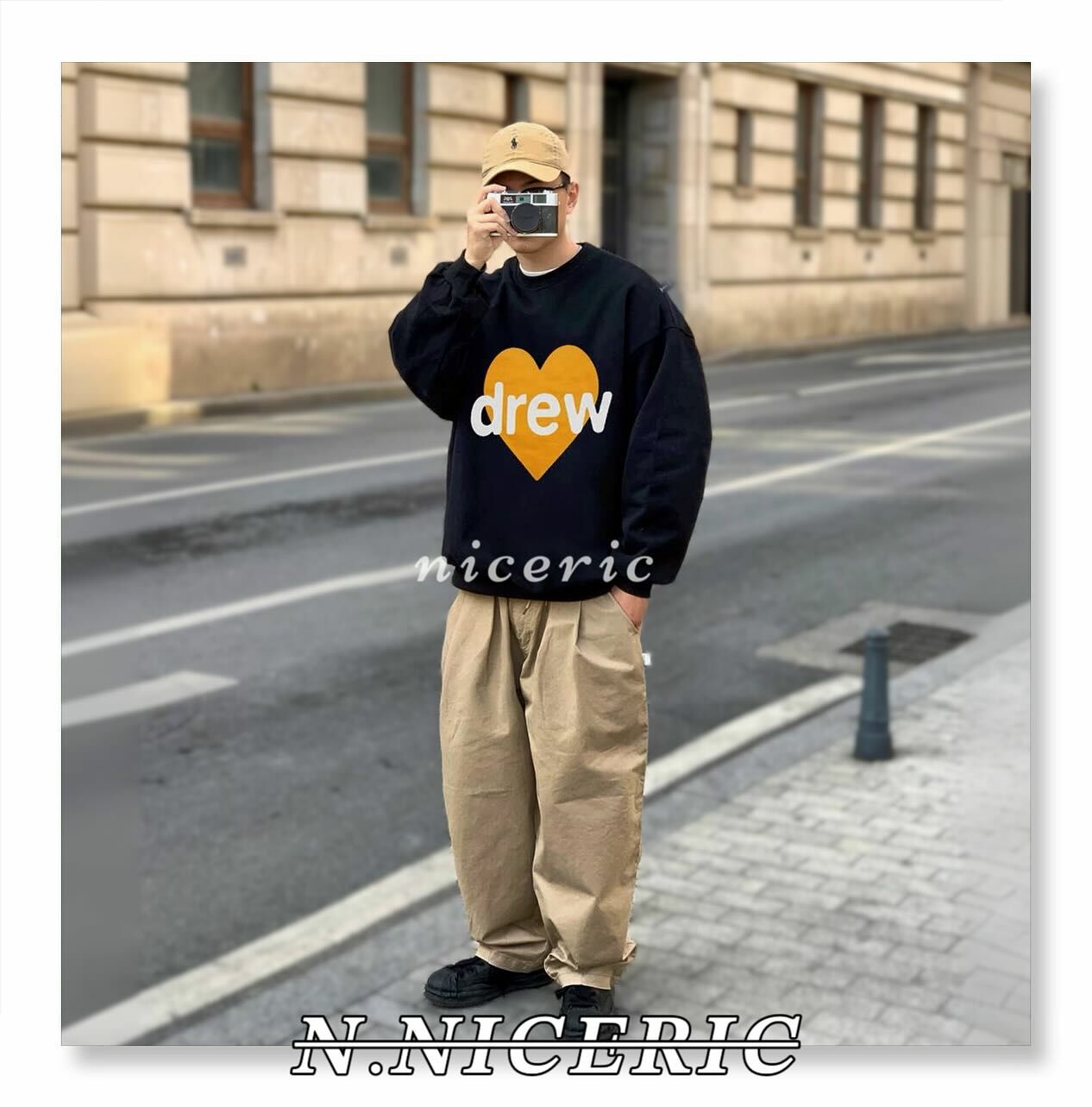 【NICE歐美日韓代購】𝑫𝑹𝑬𝑾 𝑯𝑶𝑼𝑺𝑬笑臉愛心美式潮牌男女款寬鬆秋冬加絨長袖落肩圓領 大學T