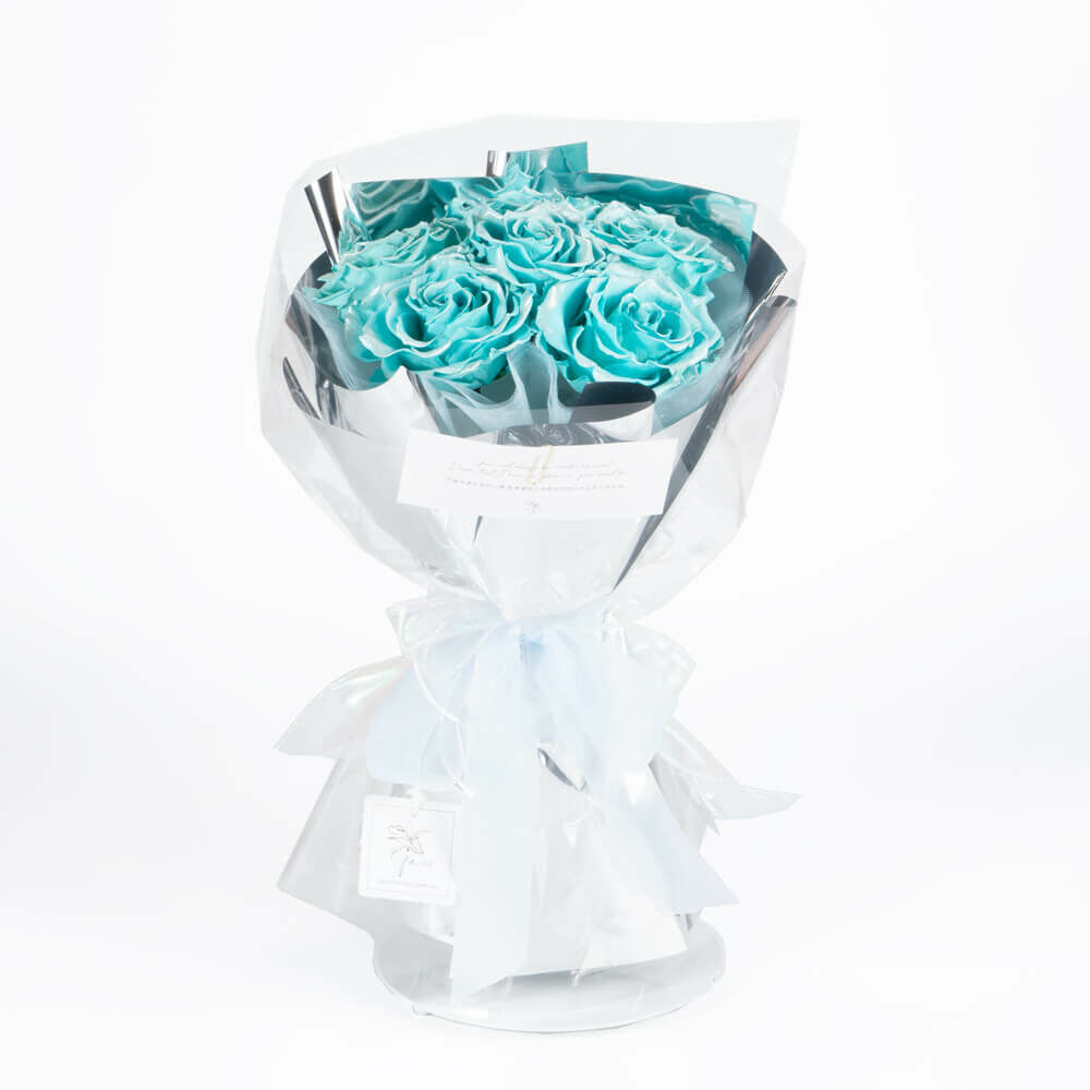 【一吻靛情】6朵永生玫瑰花束