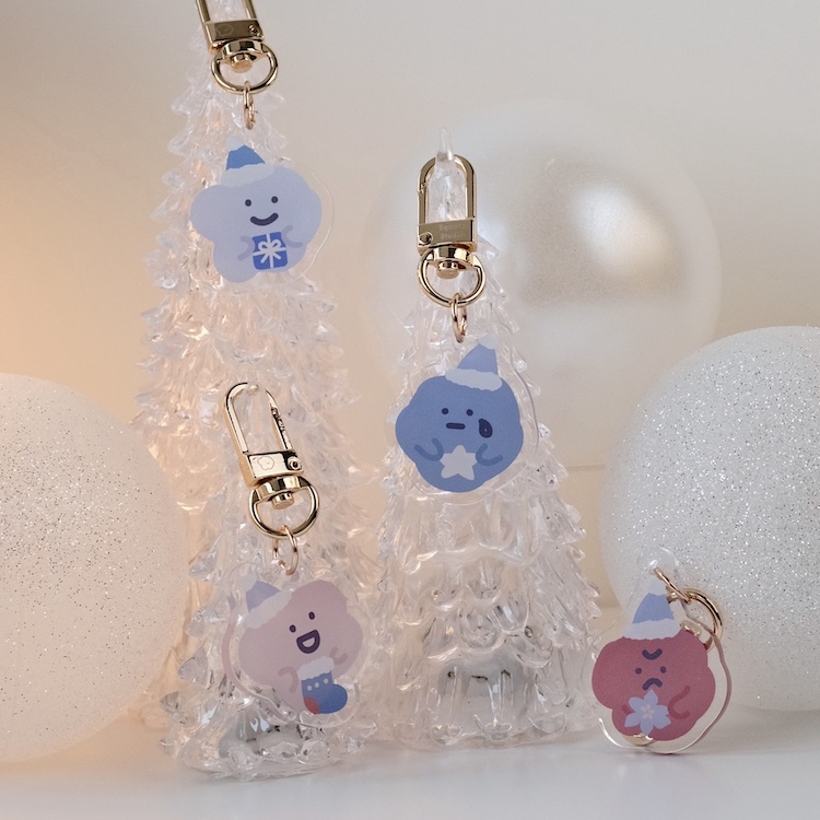 藍色聖誕  金屬壓克力吊飾  35mm