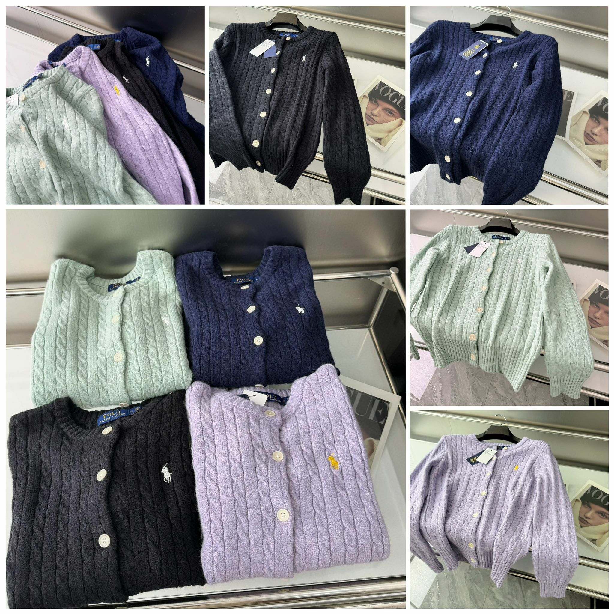 RL麻花紐繩圓領長袖小排扣外套-2301123