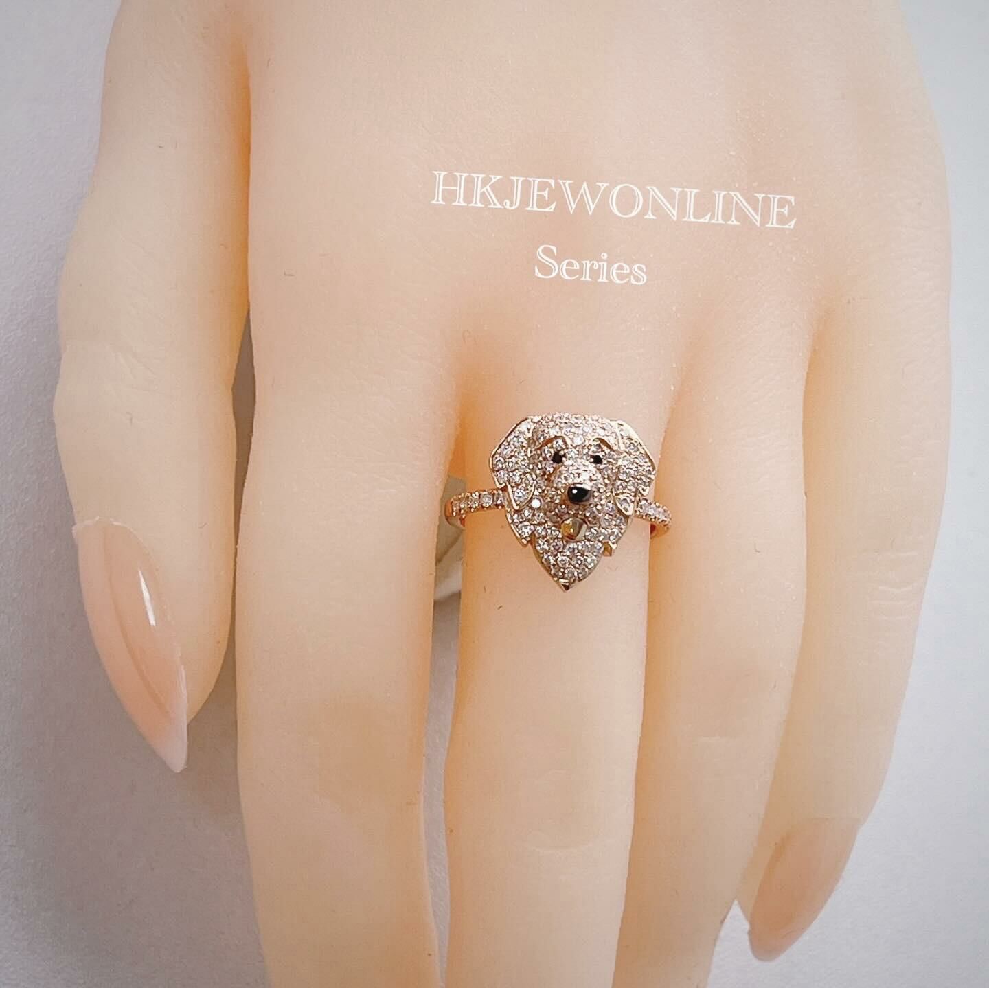 HKJEWONLINE Series💎18K Rose Gold Golden Retriever Diamond Ring and Pendant (Two-way worn) "Chains are not included ( Welcome for Order )