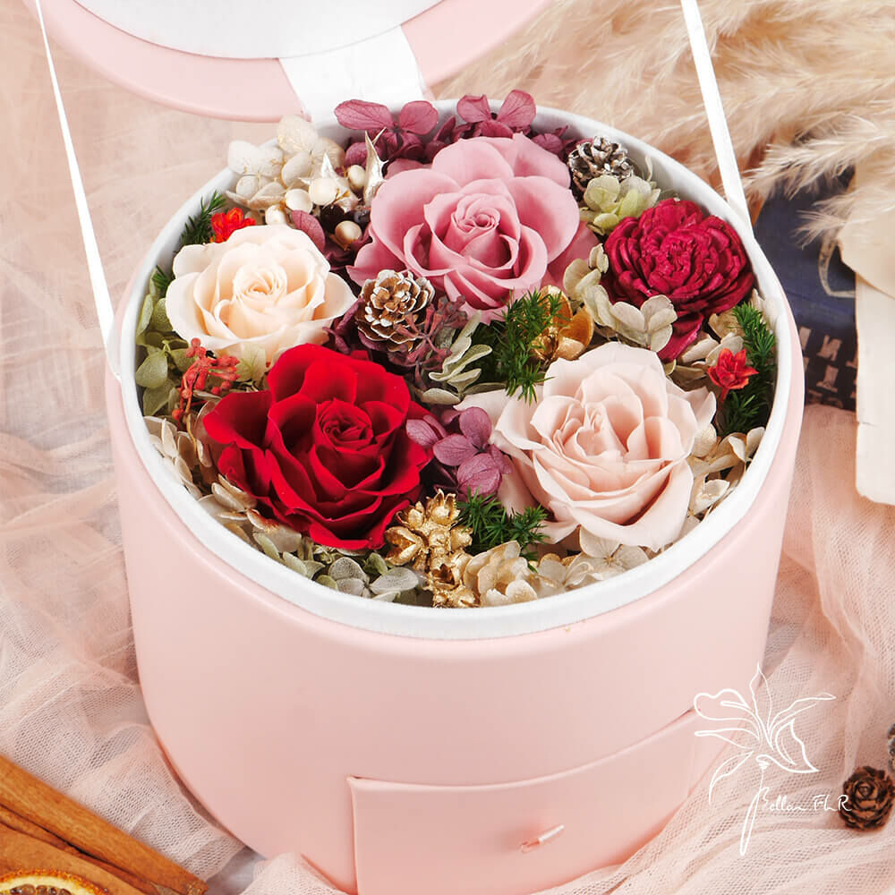 【浪漫的心】永生乾燥花首飾盒