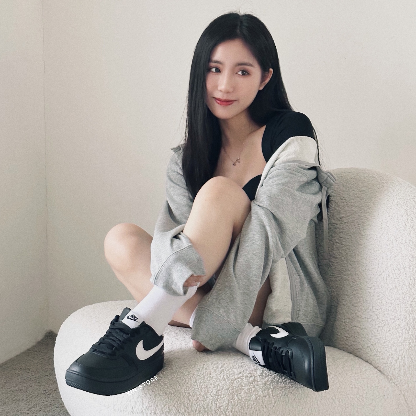 【現貨】 Nike W Gamma Force 皮革 增高 厚底 黑白