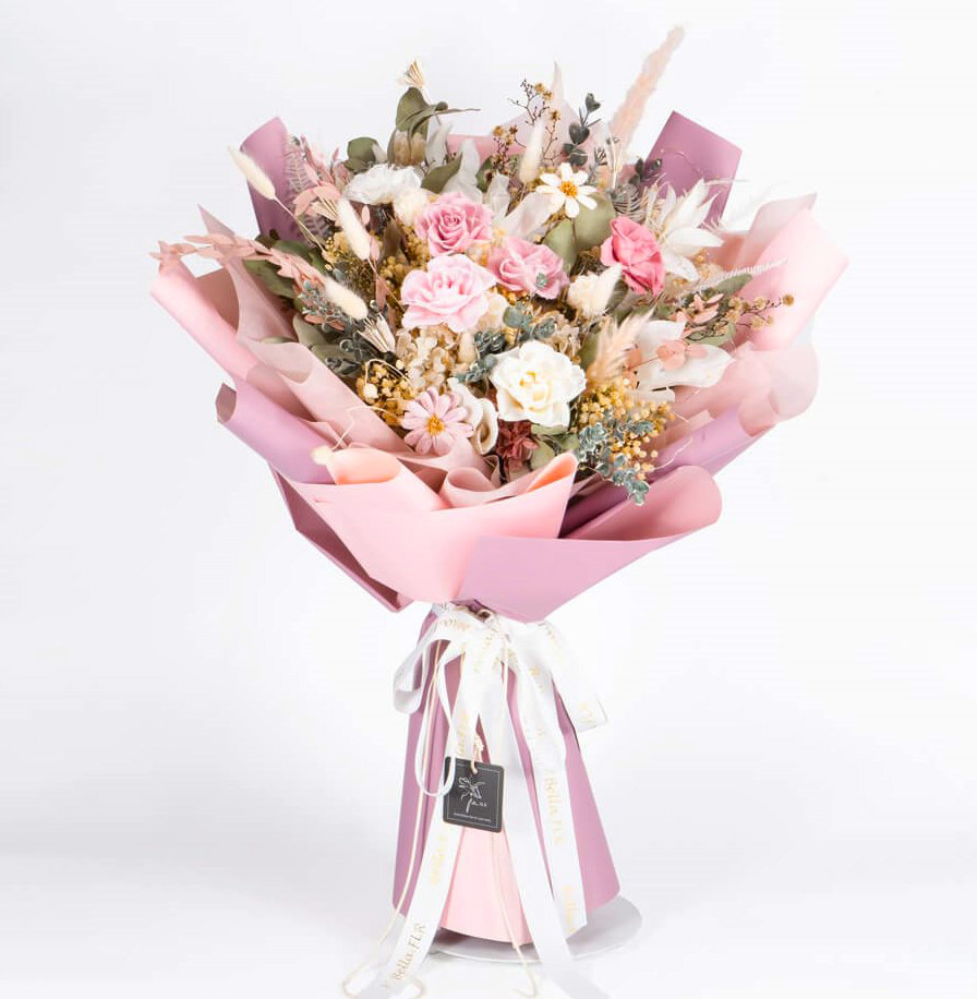 【玫瑰公主的夢境】大型永生乾燥花束