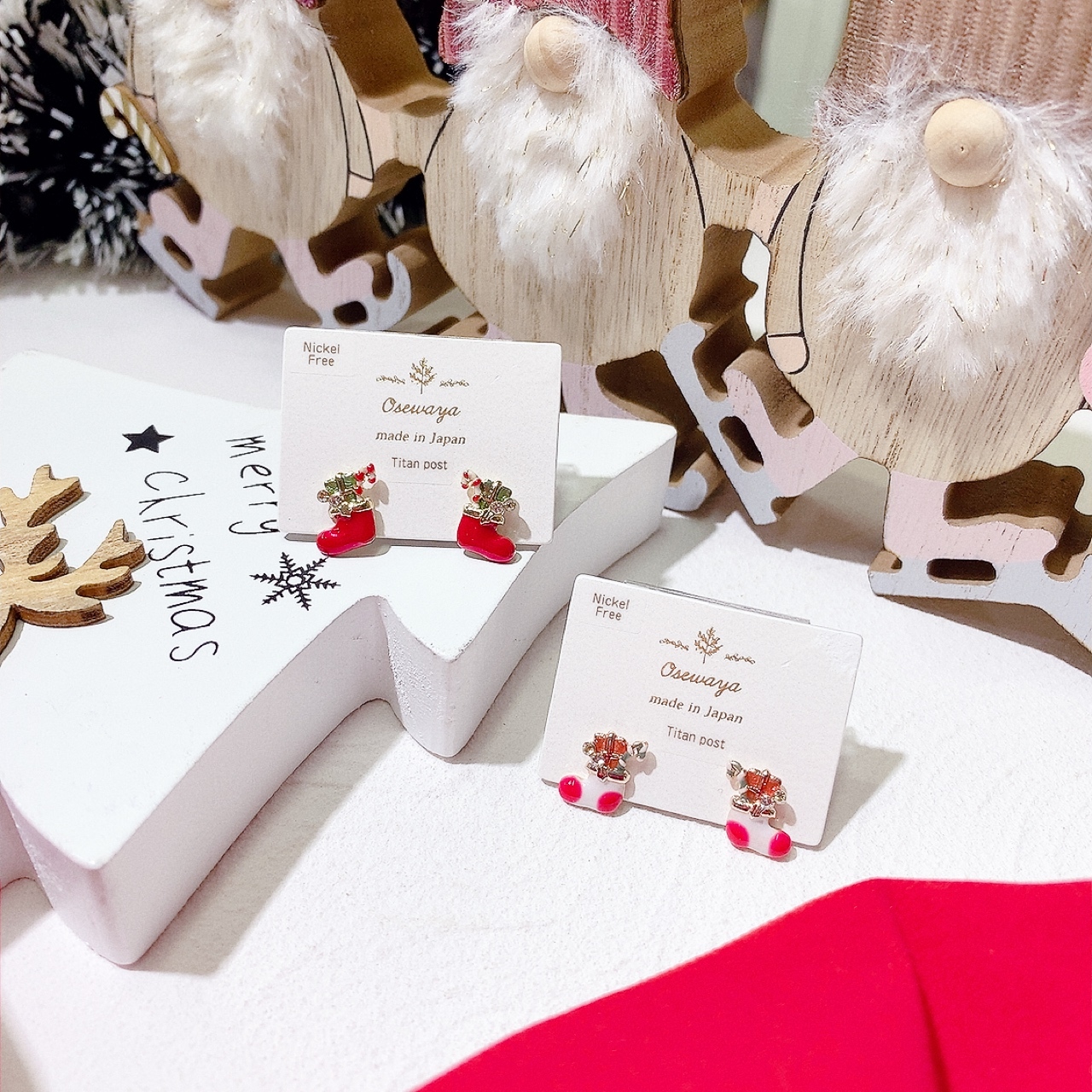 聖誕襪耳環