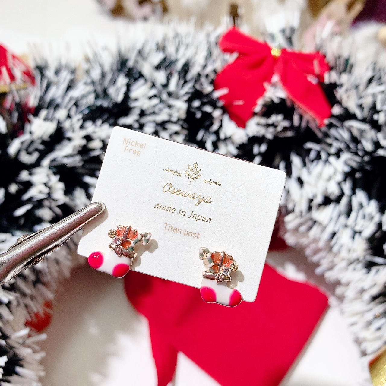 聖誕襪耳環