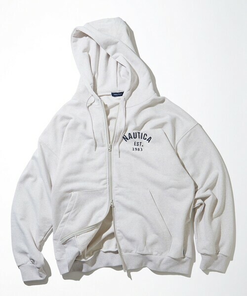 NAUTICA | Felt Patch Arch Logo Full Zip Sweat Hoodie