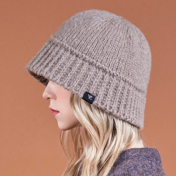 VARZAR Monogram Label Wool Knit Bucket Hat