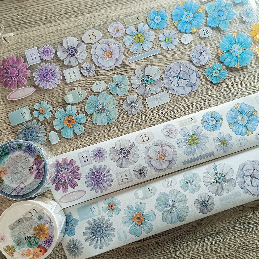 仙女丸Fairy Maru．花之卷18 5cm亮面PET/日本和紙膠帶 <整捲/分裝>