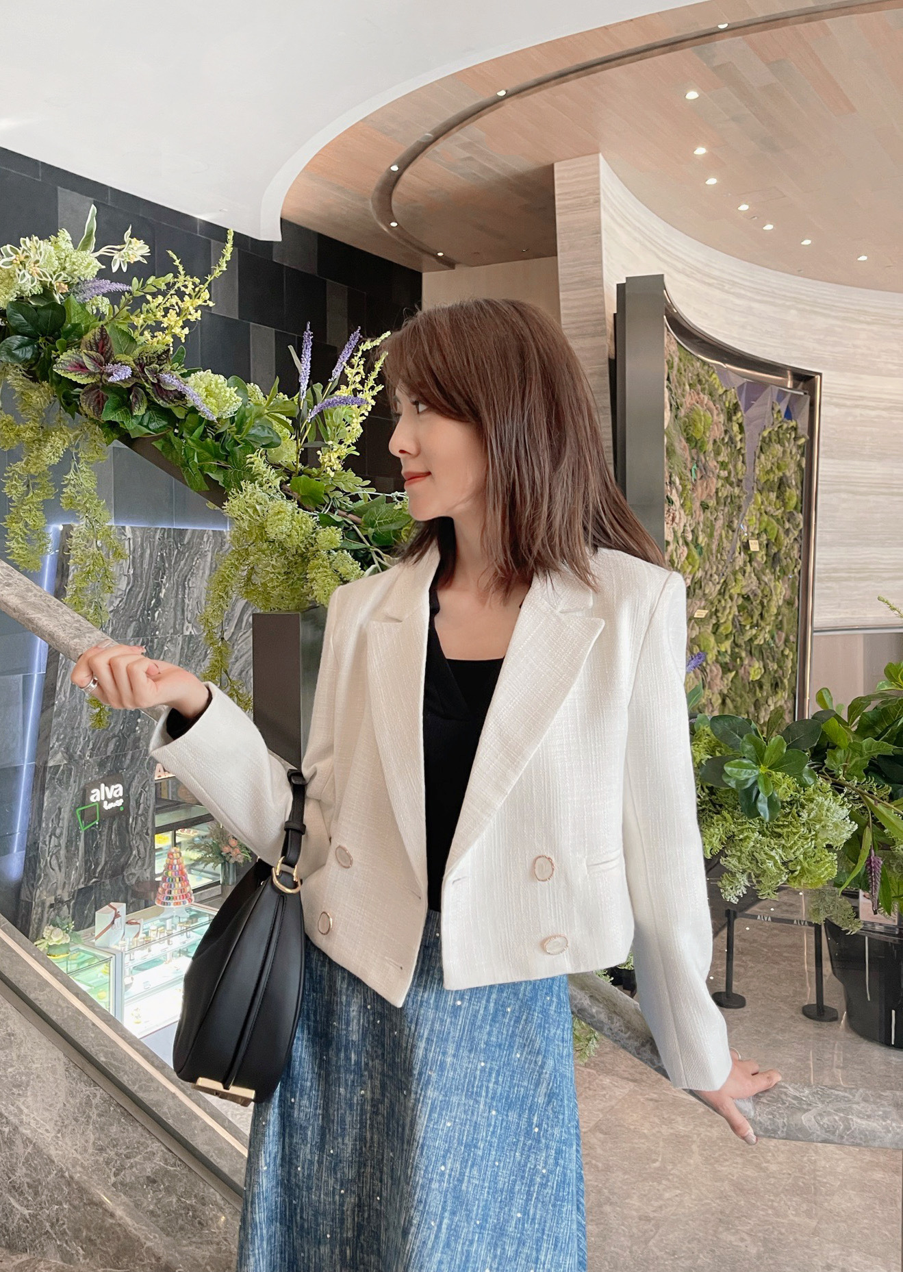 Checked Cropped Blazer_BZ2311L01