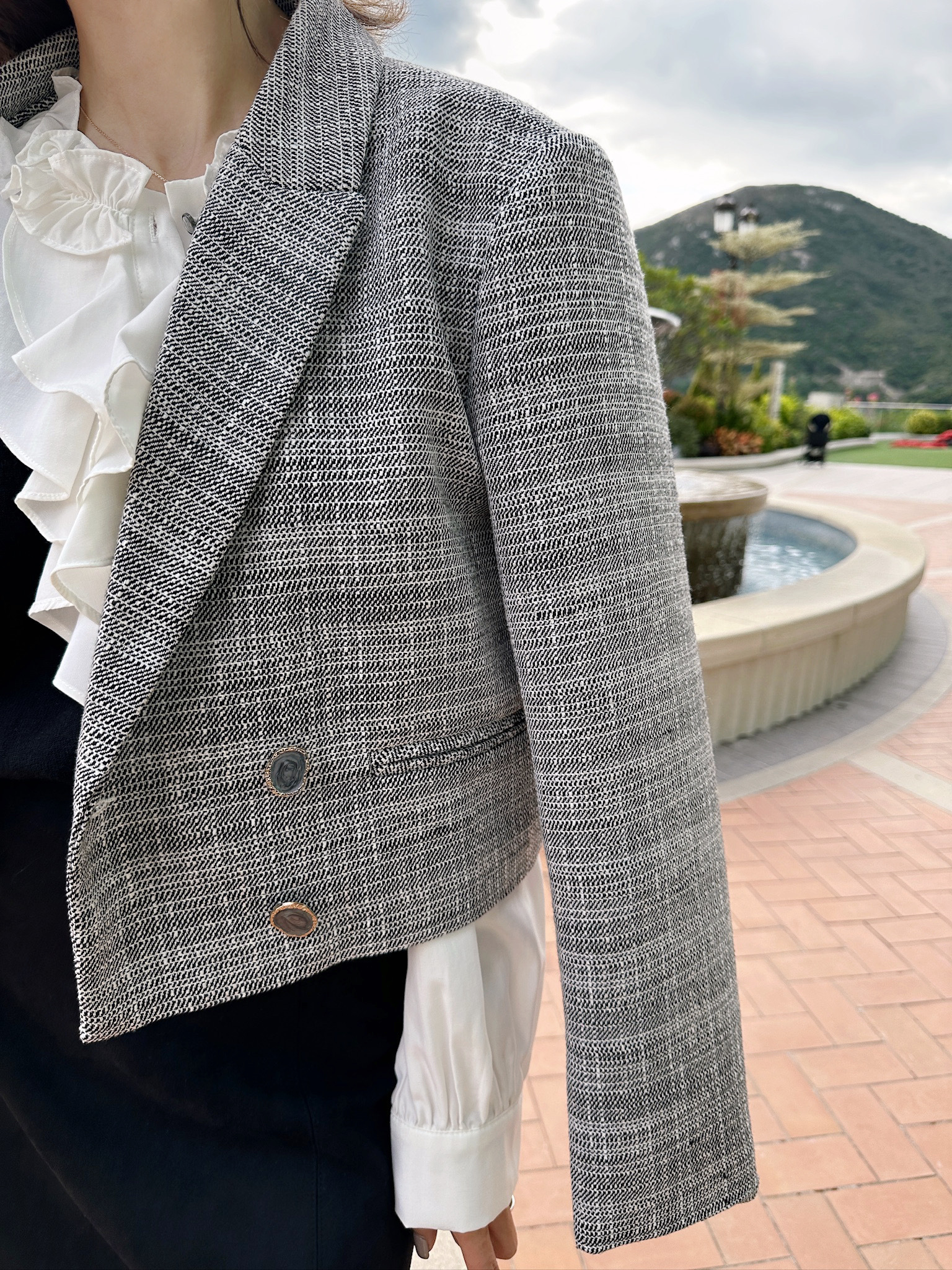 Checked Cropped Blazer_BZ2311L01