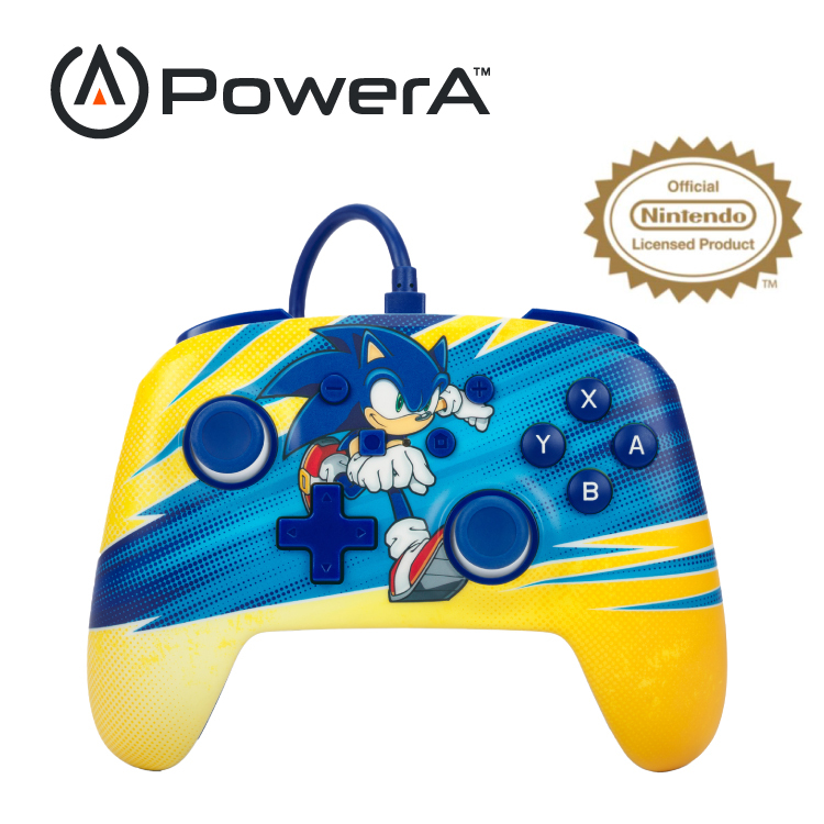 【PowerA】|任天堂官方授權|增強款有線遊戲手把限量款(NSGP202-01) - 音速小子旋風